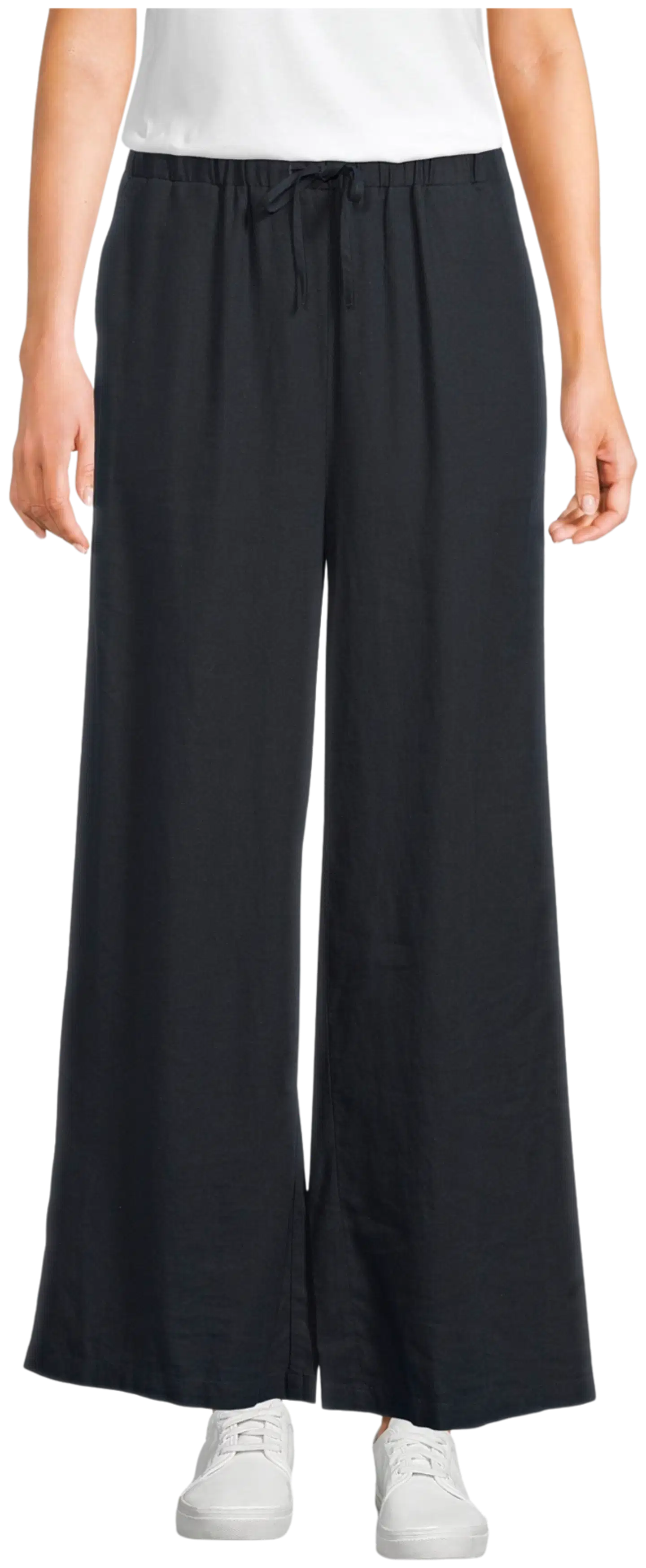 TEX naisten pellavasekoitehousut I282991 - BLACK 1 - 1
