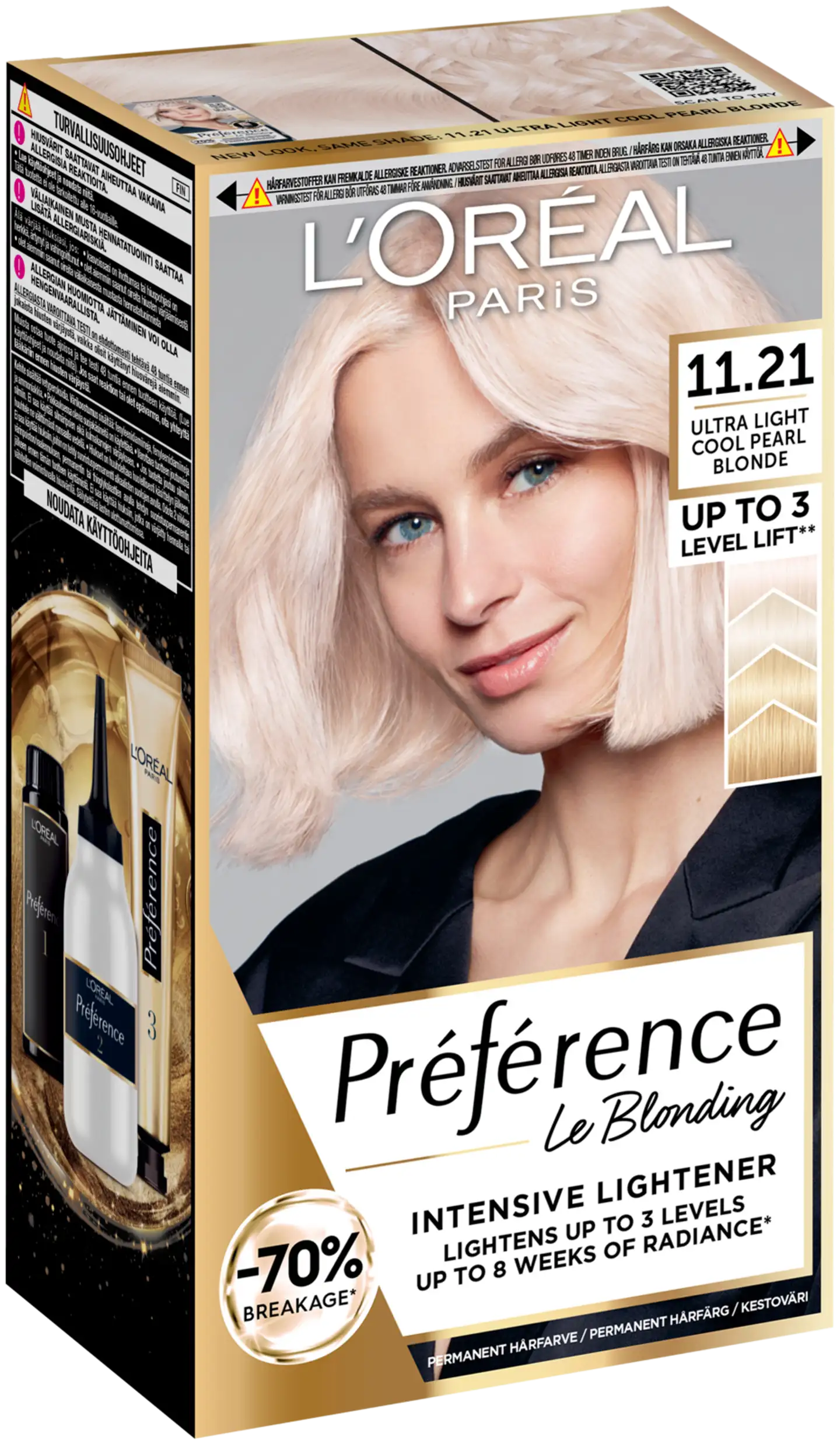 L'Oréal Paris Préférence Le Blonding 11.21 Ultra Light Extra Light Cool Crystal Blonde Erittäin kirkas viileä kristallinvaalea kestoväri 1kpl - 2