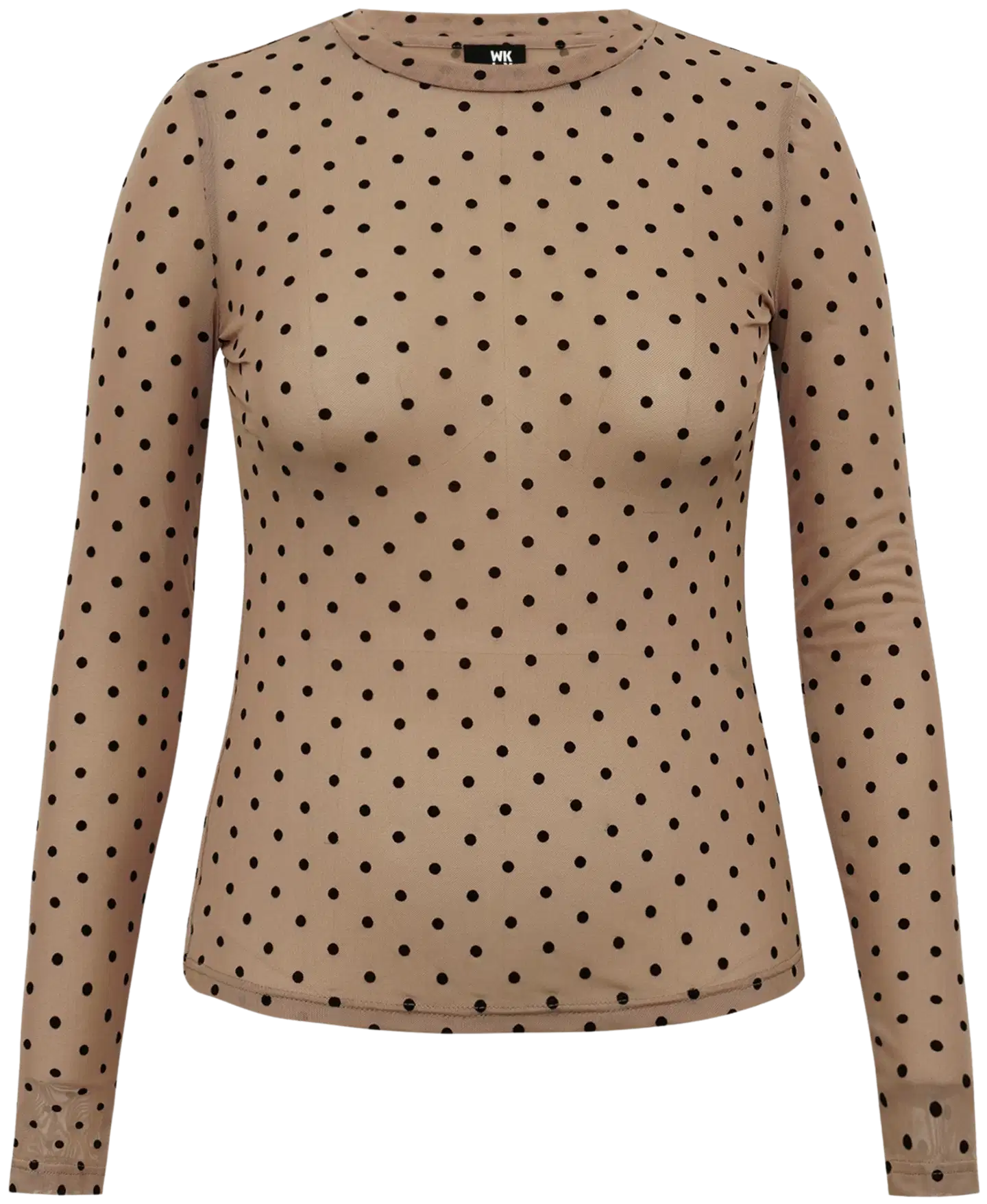 WKLY. naisten pallokuosillinen mesh-trikoopusero 213W312661 - Cafe Latte - 1