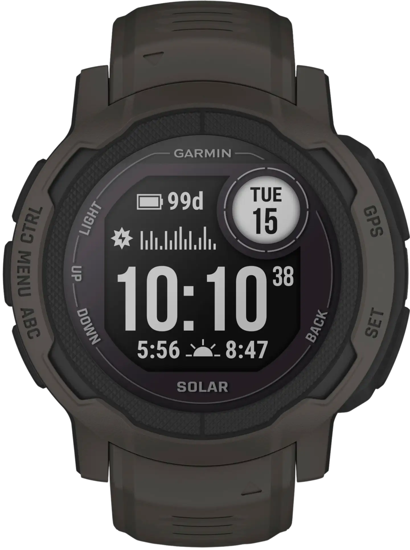 Garmin Instinct 2 solar multisport GPS kello, tummanharmaa - 1