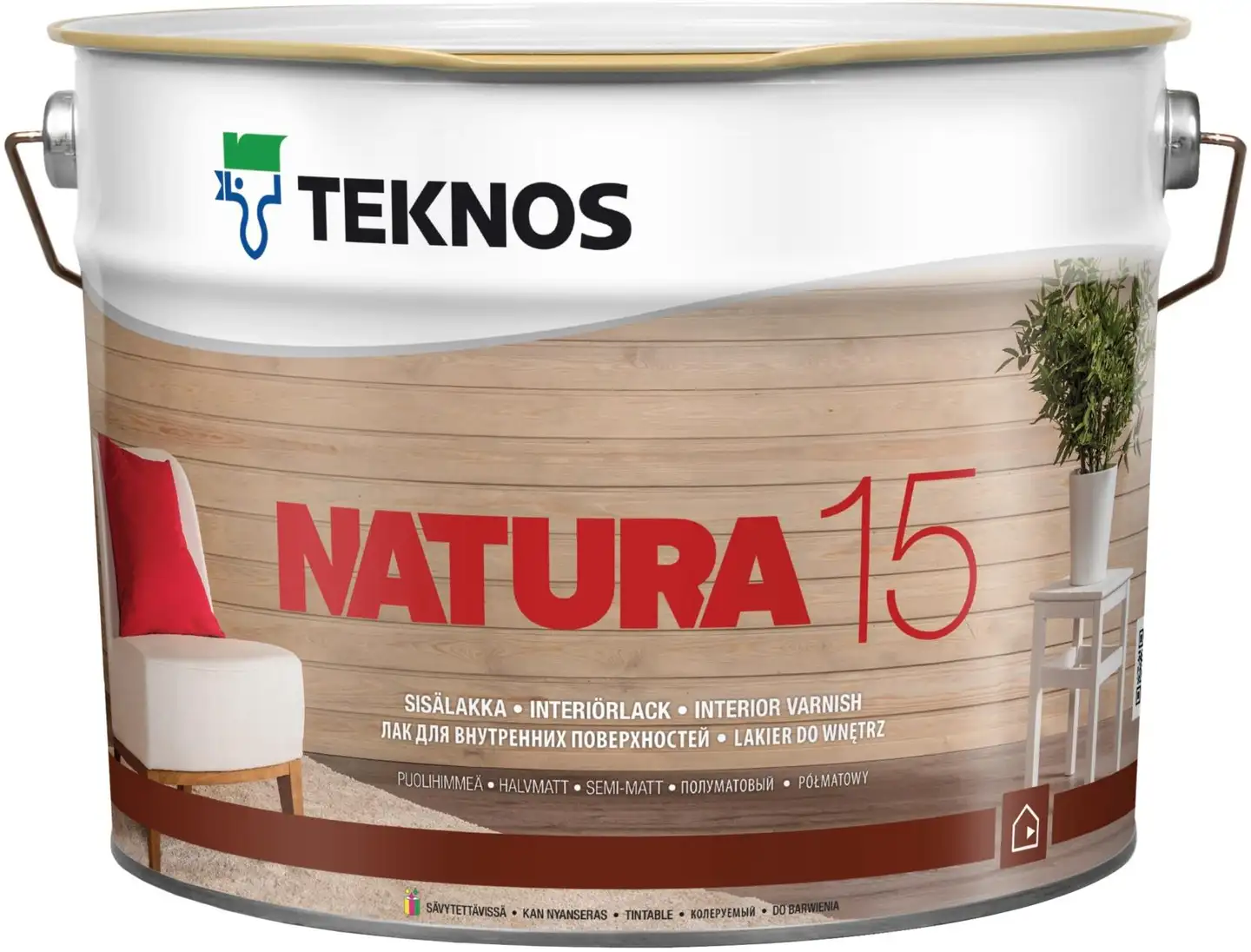 Teknos sisälakka Natura 15 9 l väritön sävytettävissä puolihimmeä