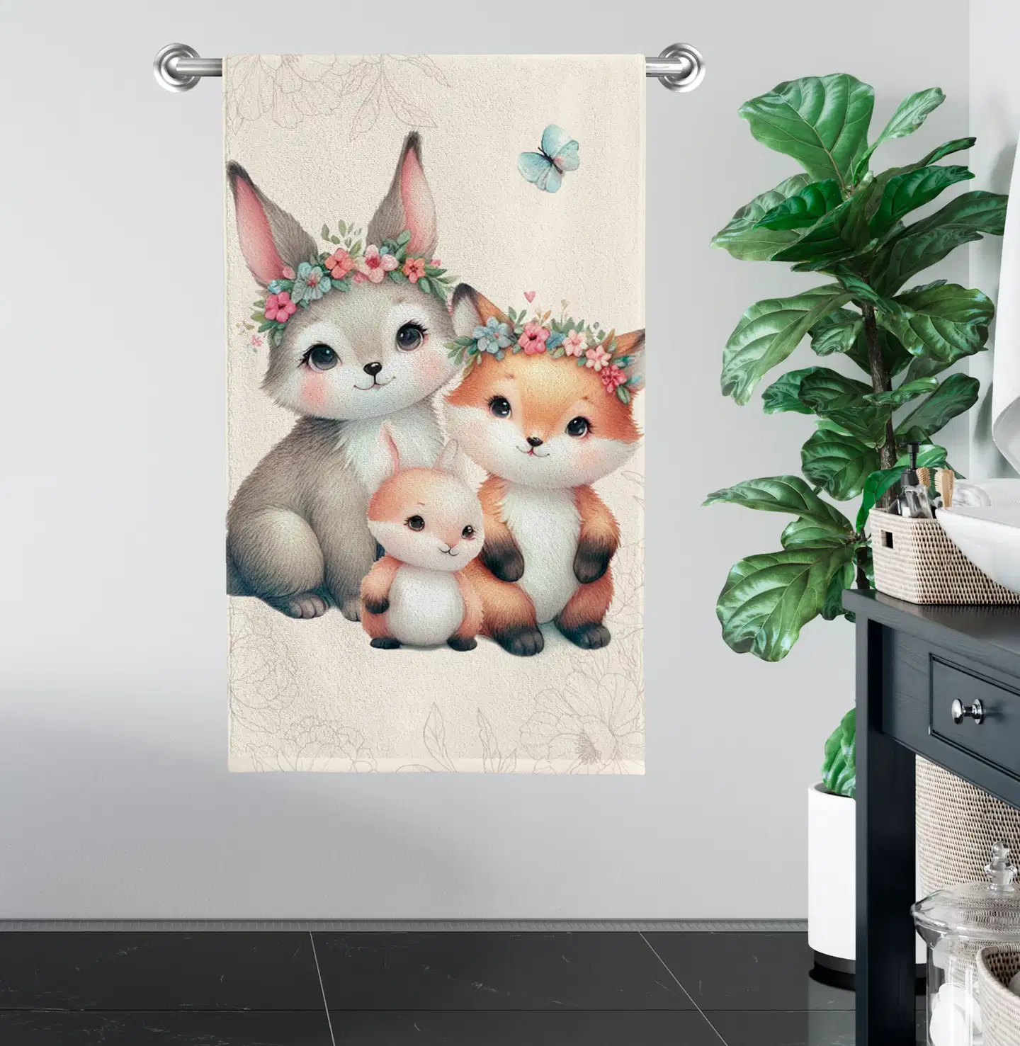 Ciraf lasten kylpypyyhe Bunny and Fox 70x140 cm - 7