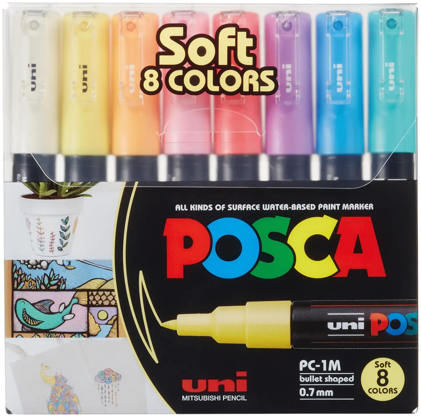 POSCA Marker 8 kpl PC-1M 0,7-1mm pastel