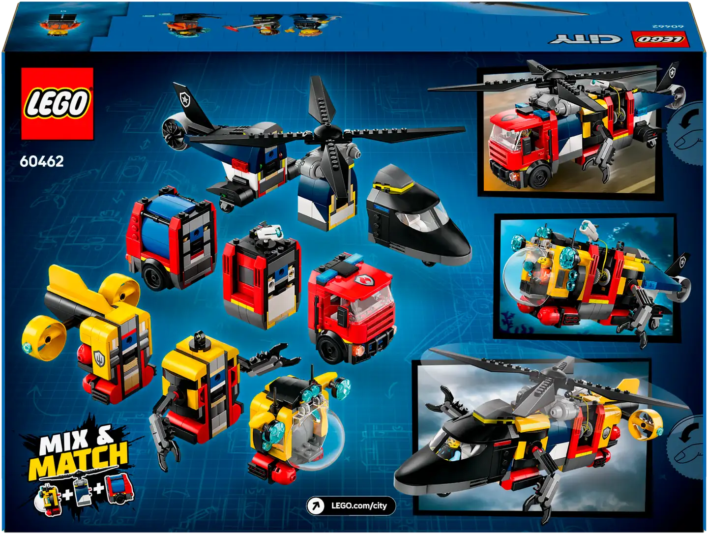 LEGO® City Great Vehicles 60462 Helikopteri, paloauto ja sukellusvene yhdessä - 3