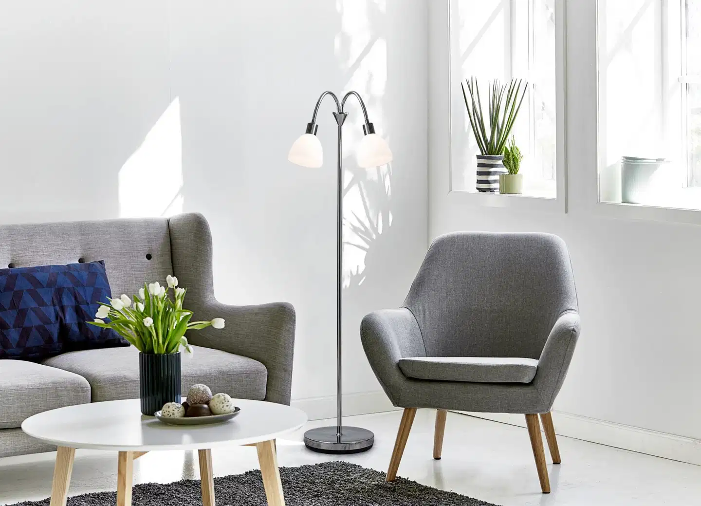 Nordlux lattiavalaisin Ray 2-osainen kromi/opaali - 3