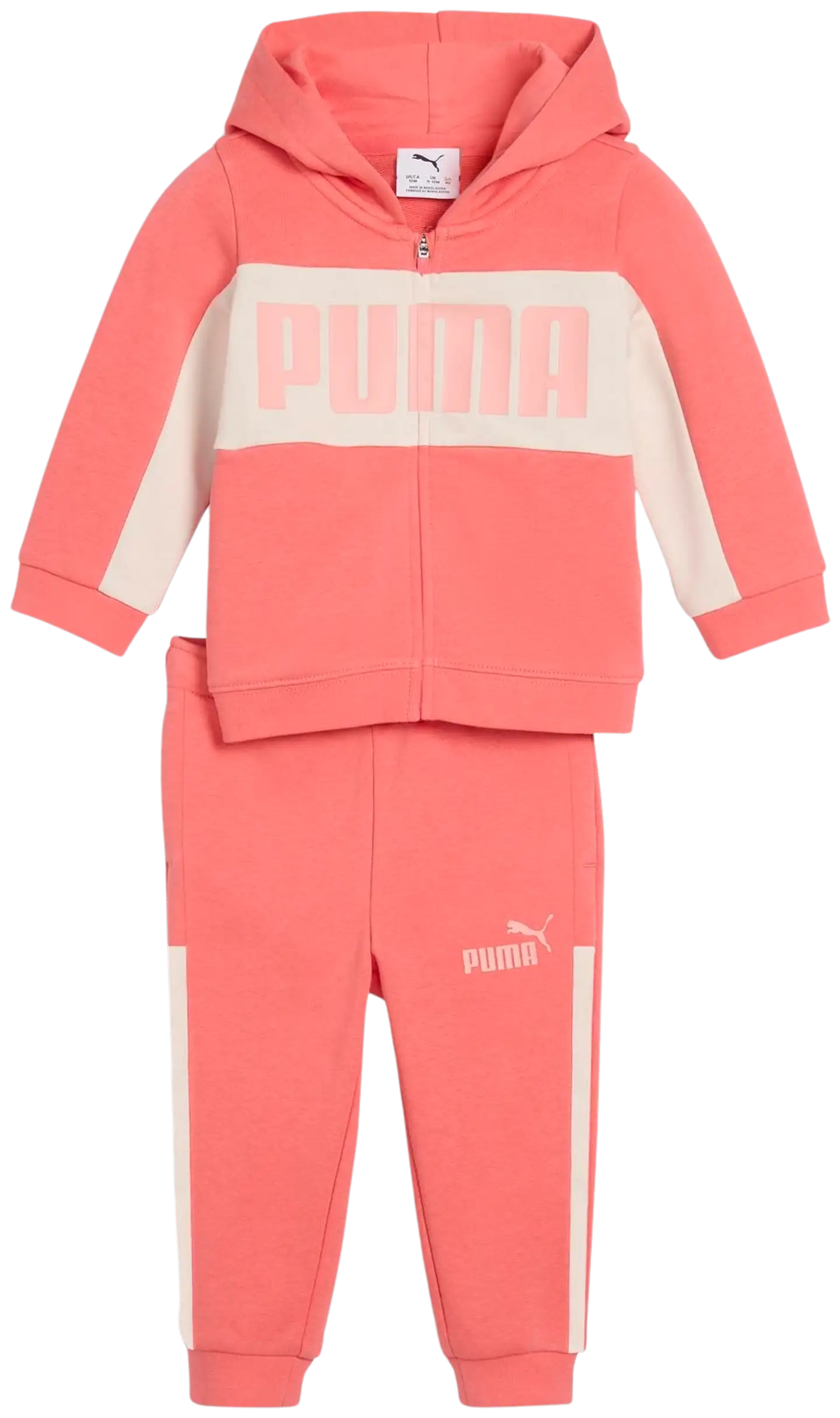 Puma vauvojen collegesetti Minicats Ess Block Hooded FZ TR - Peach Frost - 1