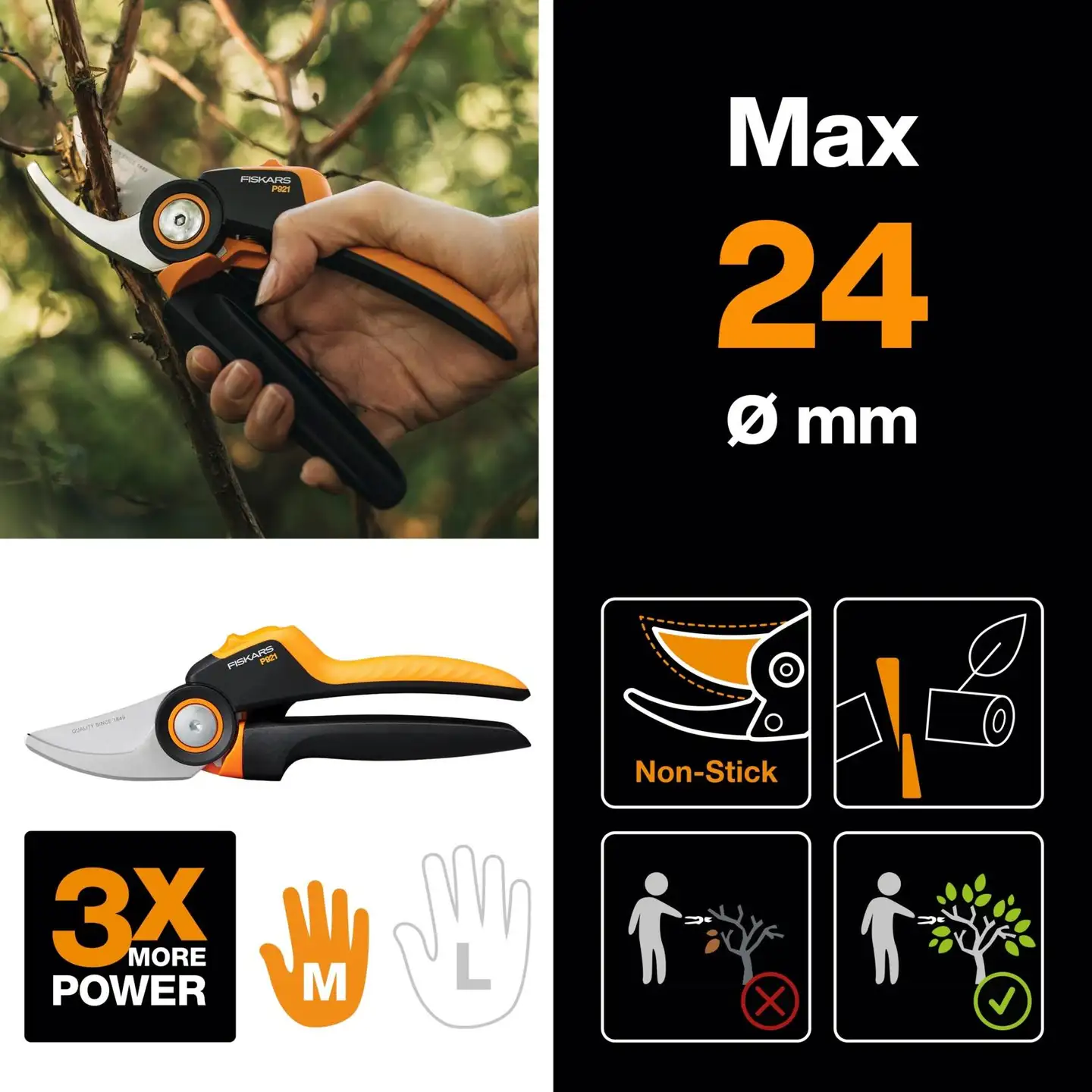 Fiskars oksasakset X-powergear M P921 ohileikkaavat - 5