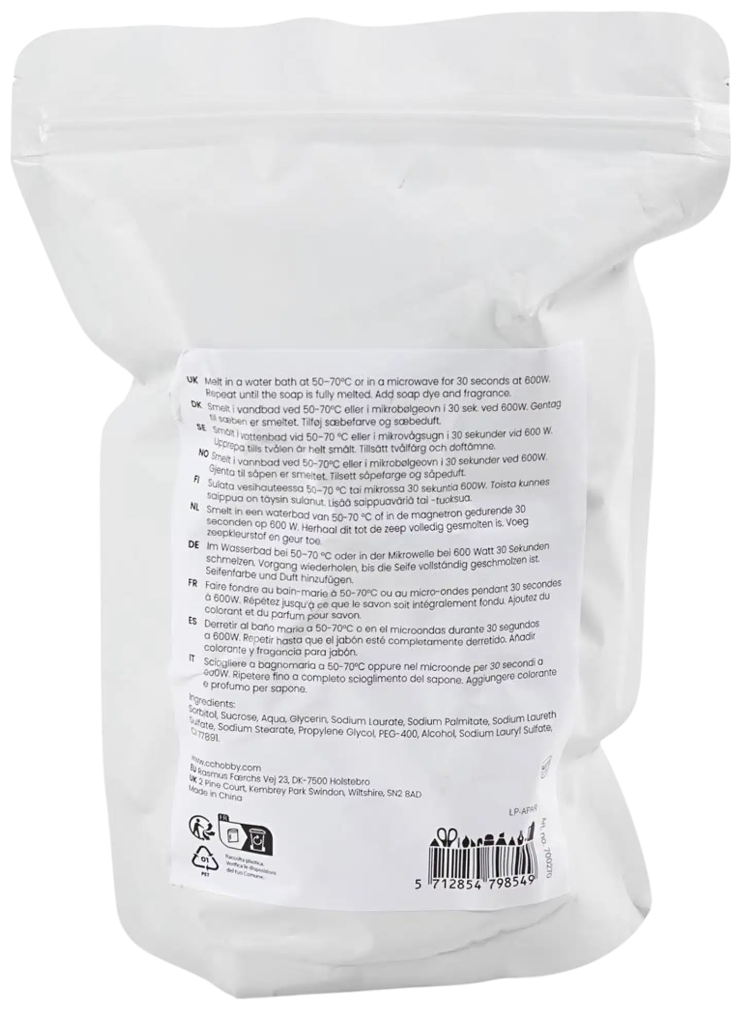 Creativ Company valkoinen saippuamassa, rakeita, 500 g - 2