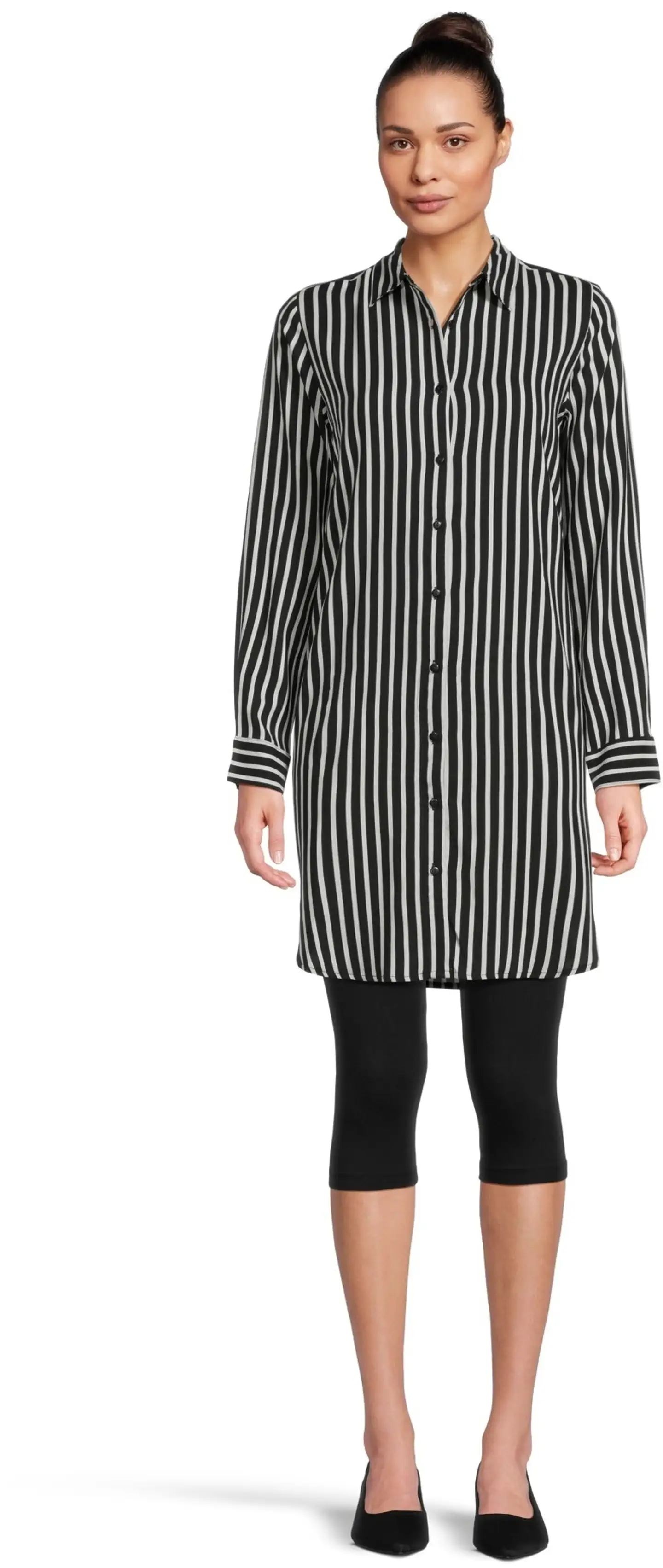 House naisten kauluspaita pitkä 228H260311 - Black white - 1