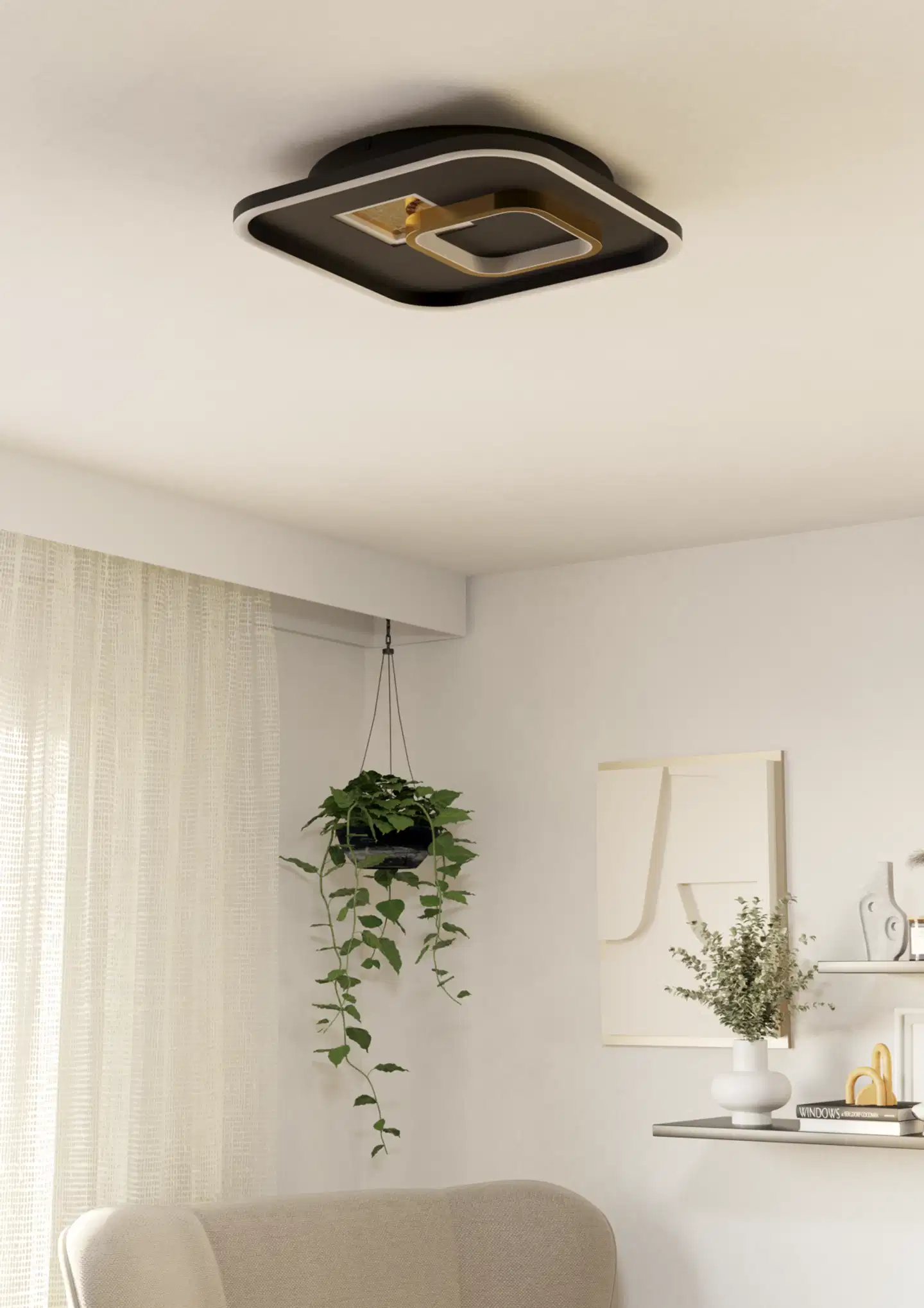 EGLO kattovalaisin Tiriolo LED 162W;92W 38x38 cm musta/kulta - 6