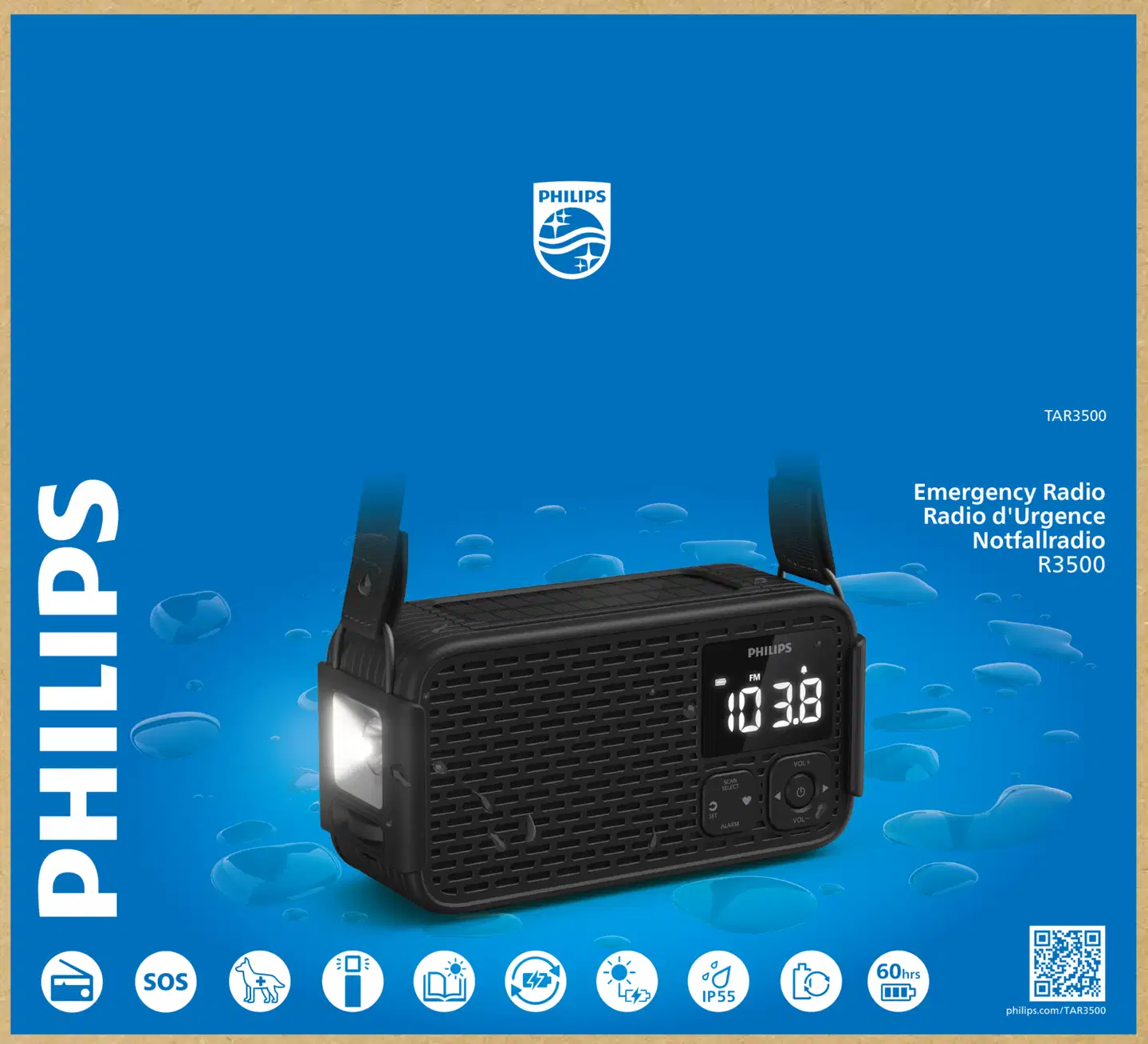 Philips hätäradio TAR3500/00 musta - 8