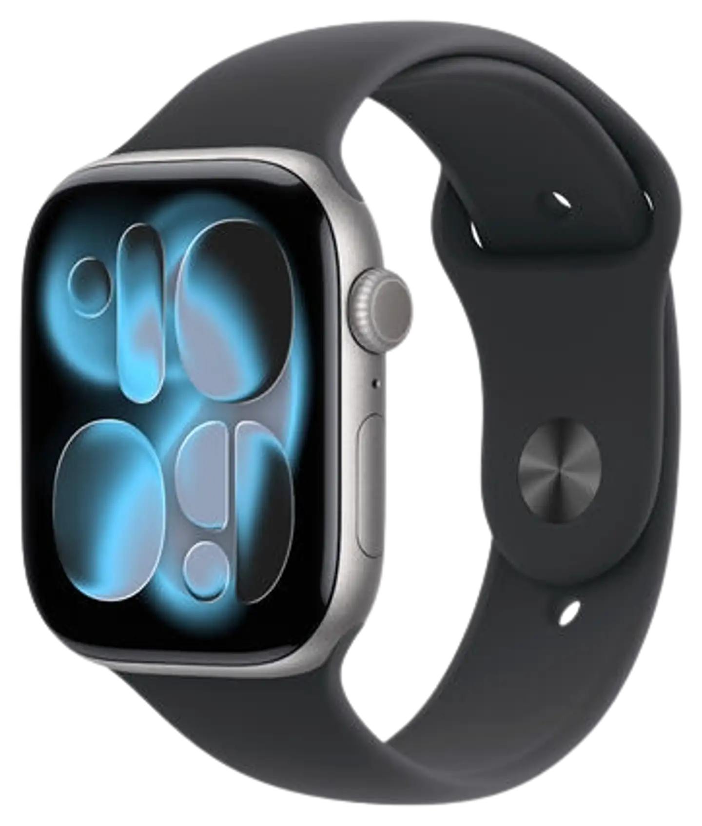 Apple Watch Series 11 GPS 46mm tähtiharmaa alumiinikotelo, musta sport ranneke - M/L -MEV44QN/A