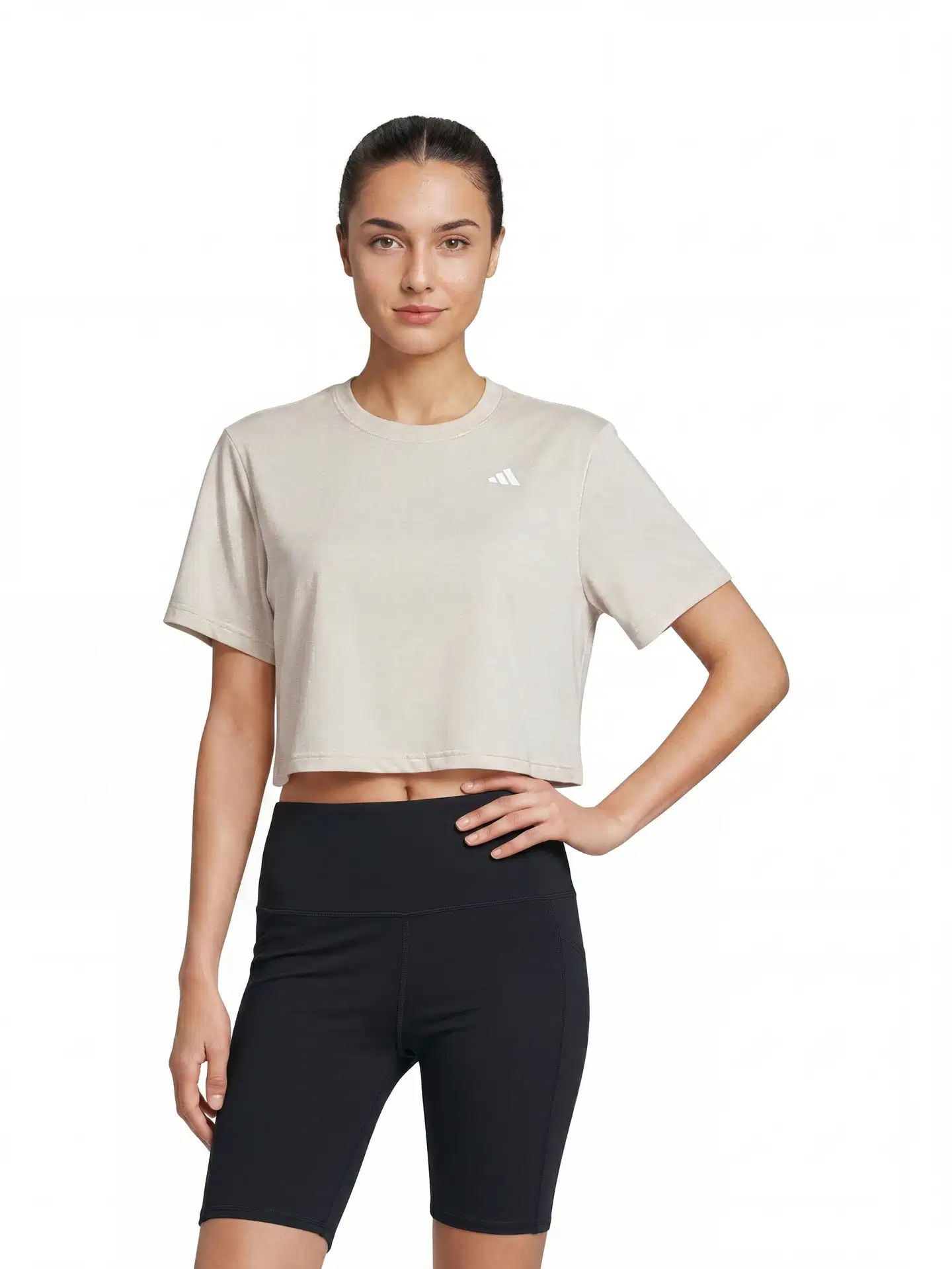 adidas naisten crop-pituinen treenipaita lyhyet hihat JE6169 - Wonder alumina - 1