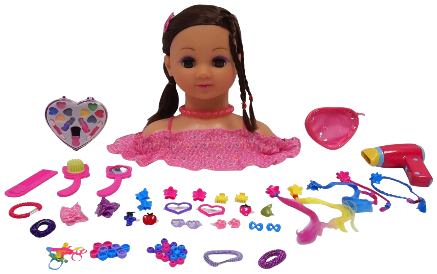 Happy Friend ruskea kampauspää & meikit - 1