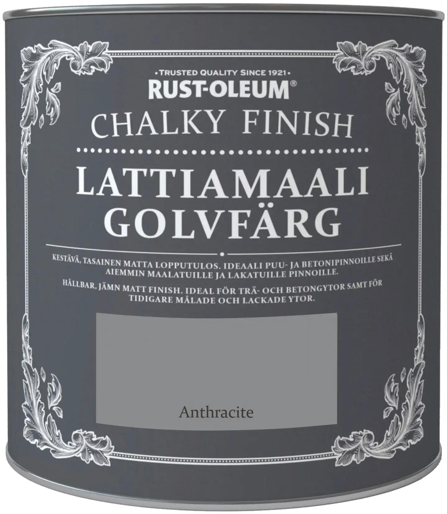 Rust-Oleum Chalky Finish 2,5l lattiamaali vesiohenteinen harmaa