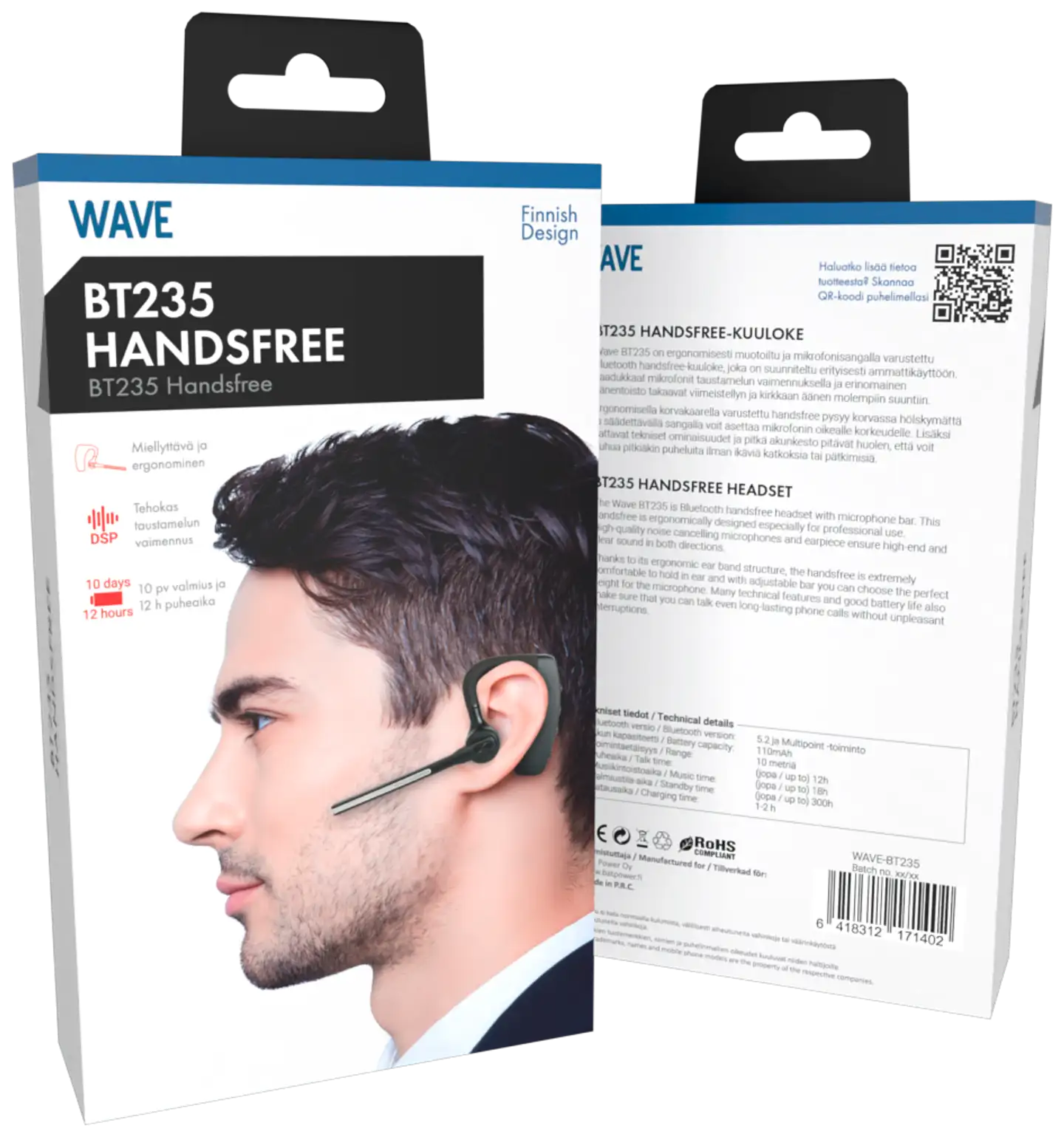 Wave BT235 Bluetooth handsfree, Musta - 5