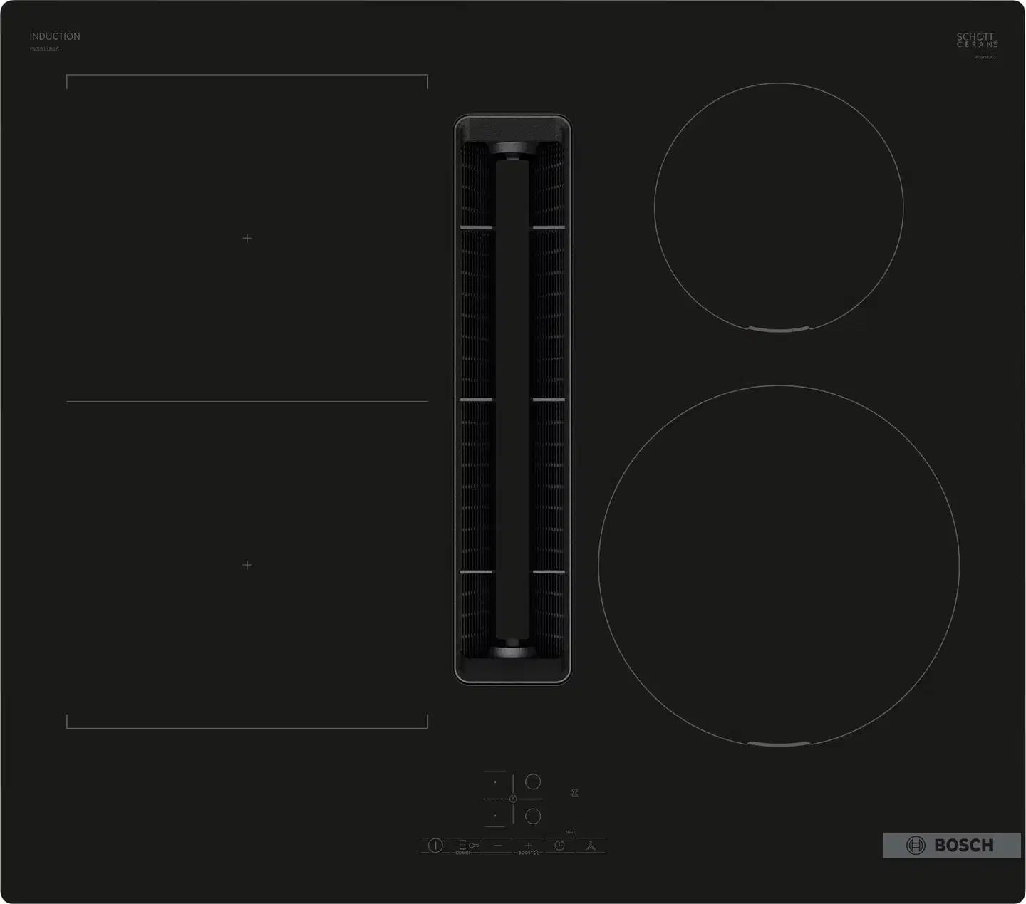 Bosch Serie 4 induktiotaso liesituulettimella 60 cm kehyksetön - 1