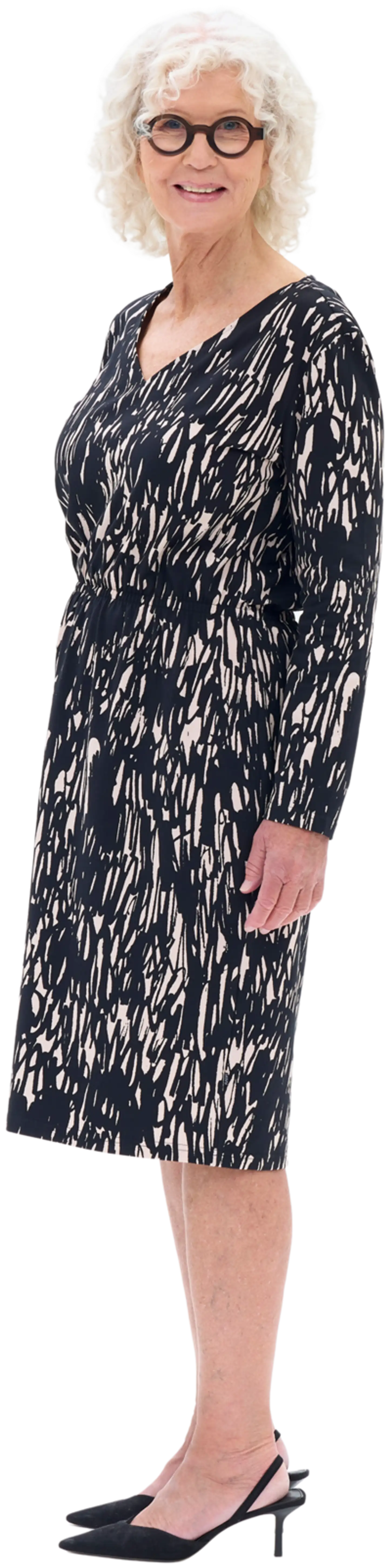 RATIA® naisten pitkähihainen trikoomekko Mirva Texture - Musta/hiekka - 4