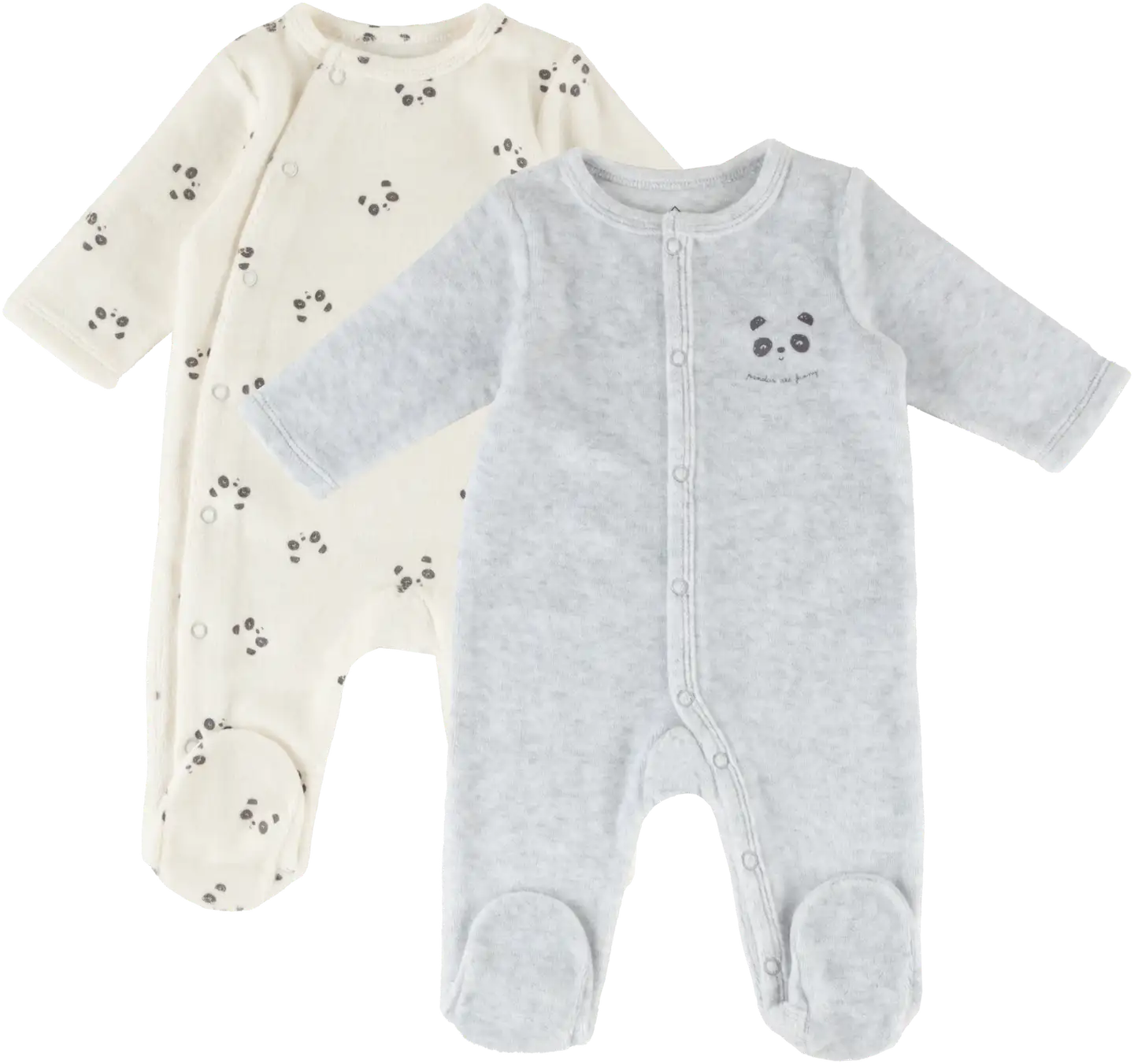 TEX BABY vauvojen terällinen velour-potkupuku I967126 - GREY CHINE - 1