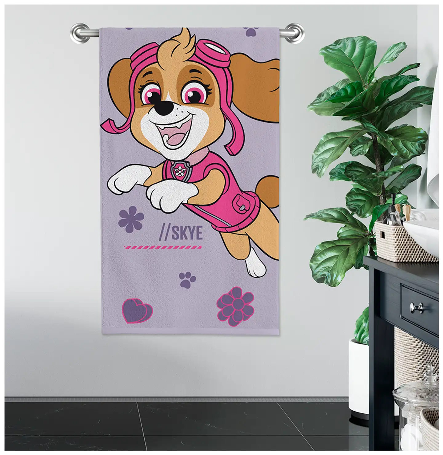 Paw Patrol lasten kylpypyyhe 70x140 cm lila - 4