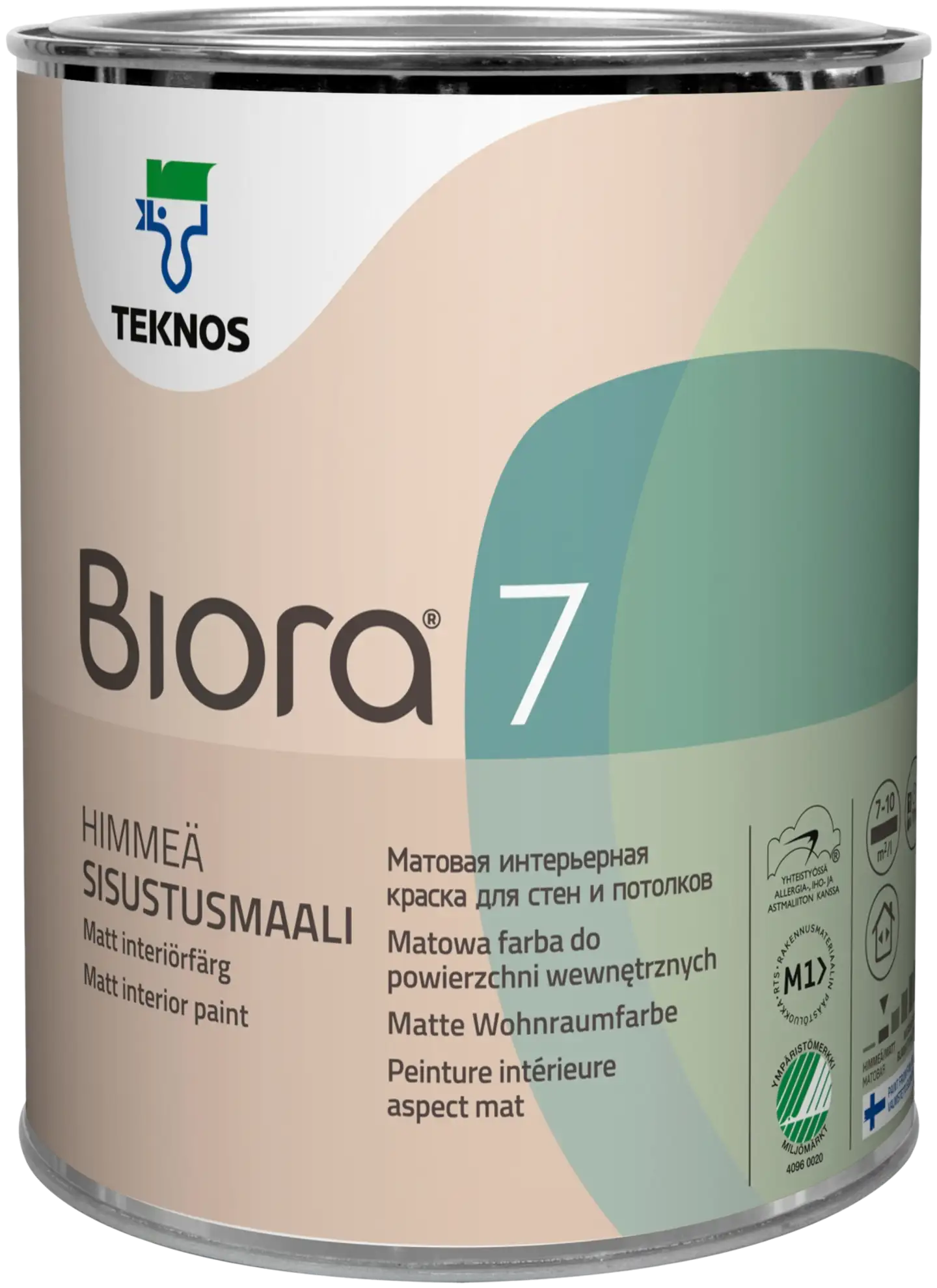 Teknos sisustusmaali Biora 7 0,9 l PM1 valkoinen sävytettävissä himmeä