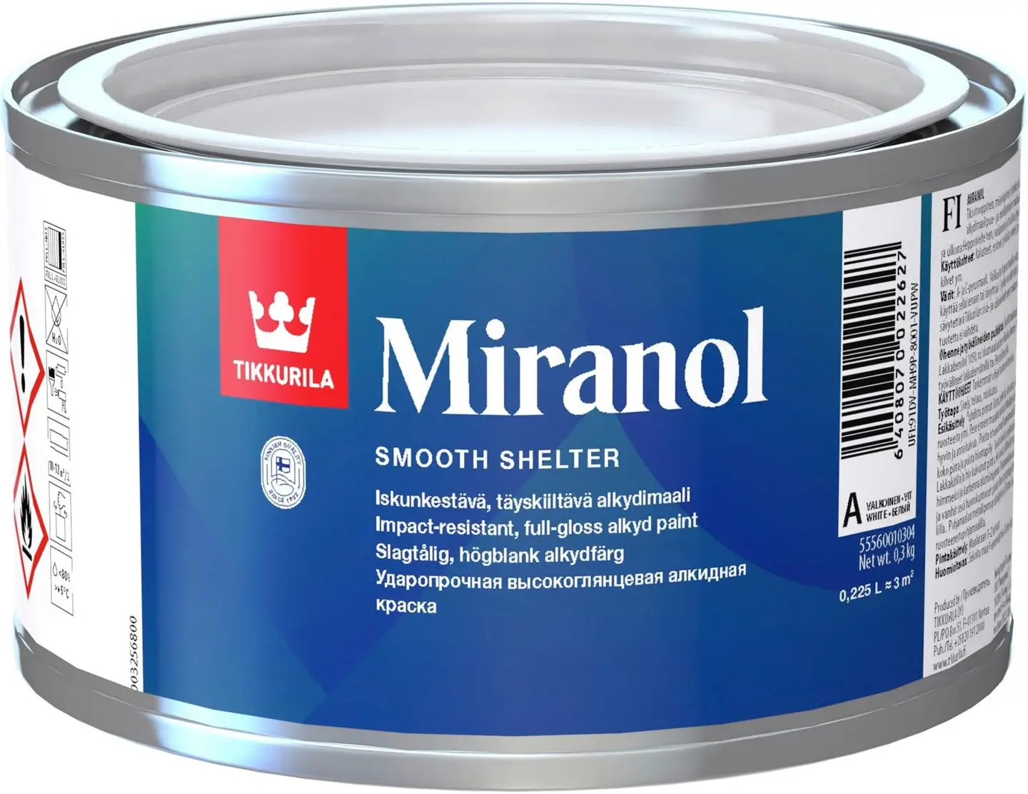 Tikkurila kalustemaali Miranol 0,225 l A valkoinen sävytettävissä täyskiiltävä