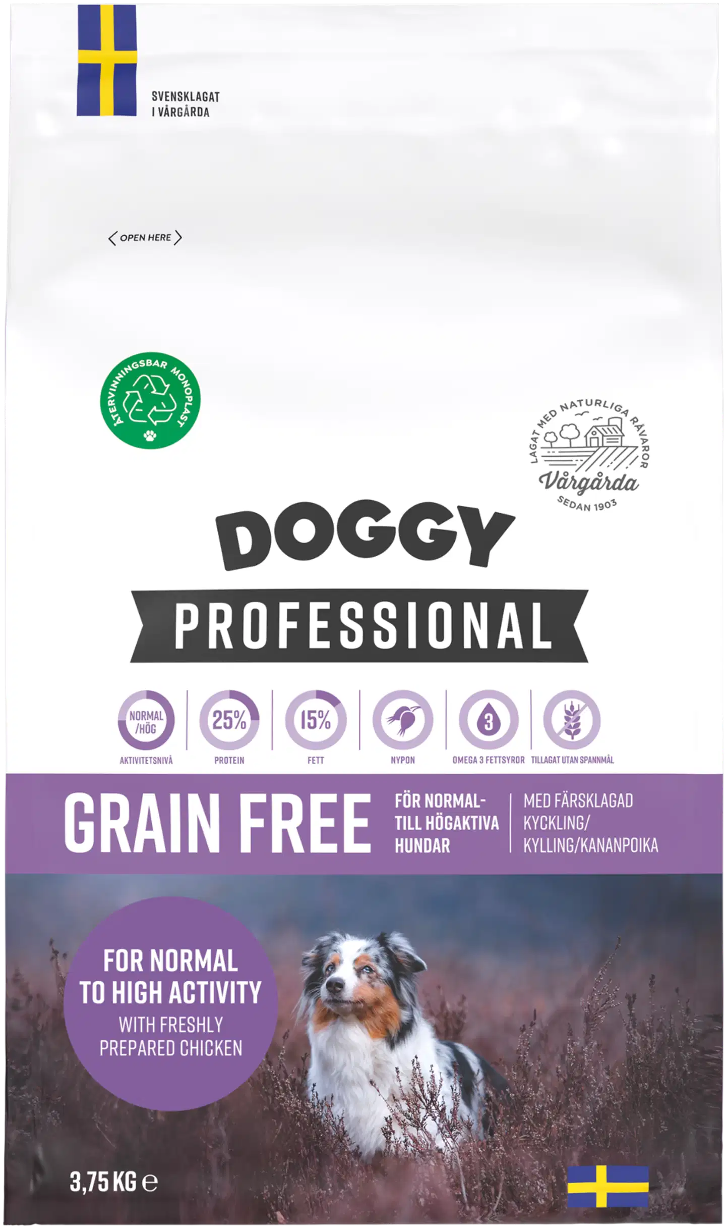 Doggy Professional Grain Free viljaton kananmakuinen  koiranruoka 3,75kg
