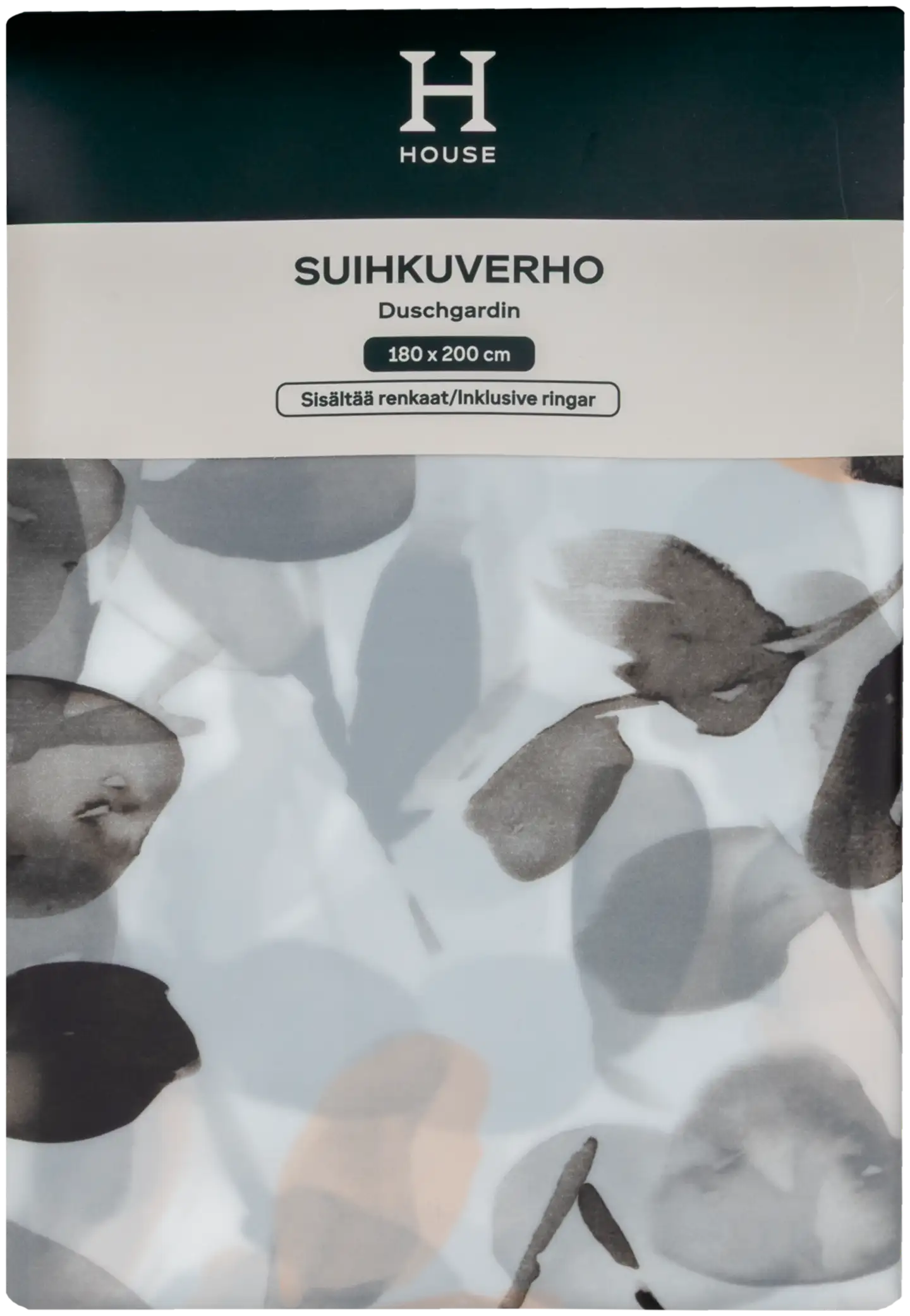 House suihkuverho Leaves 180x200 cm, musta/beige - 4