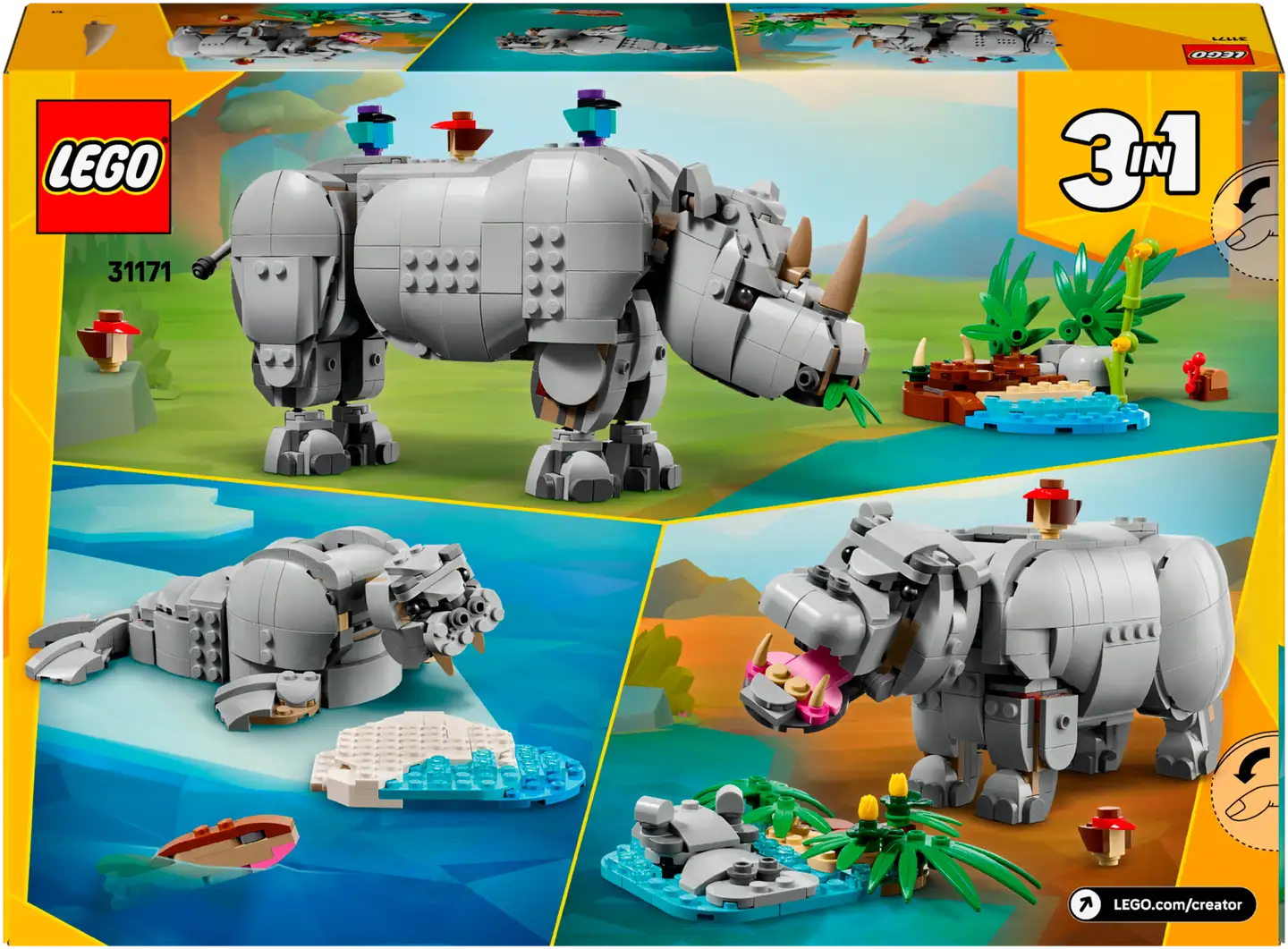 LEGO® Creator 31171 Villieläimet: Mahtava sarvikuono ja linnut - 5
