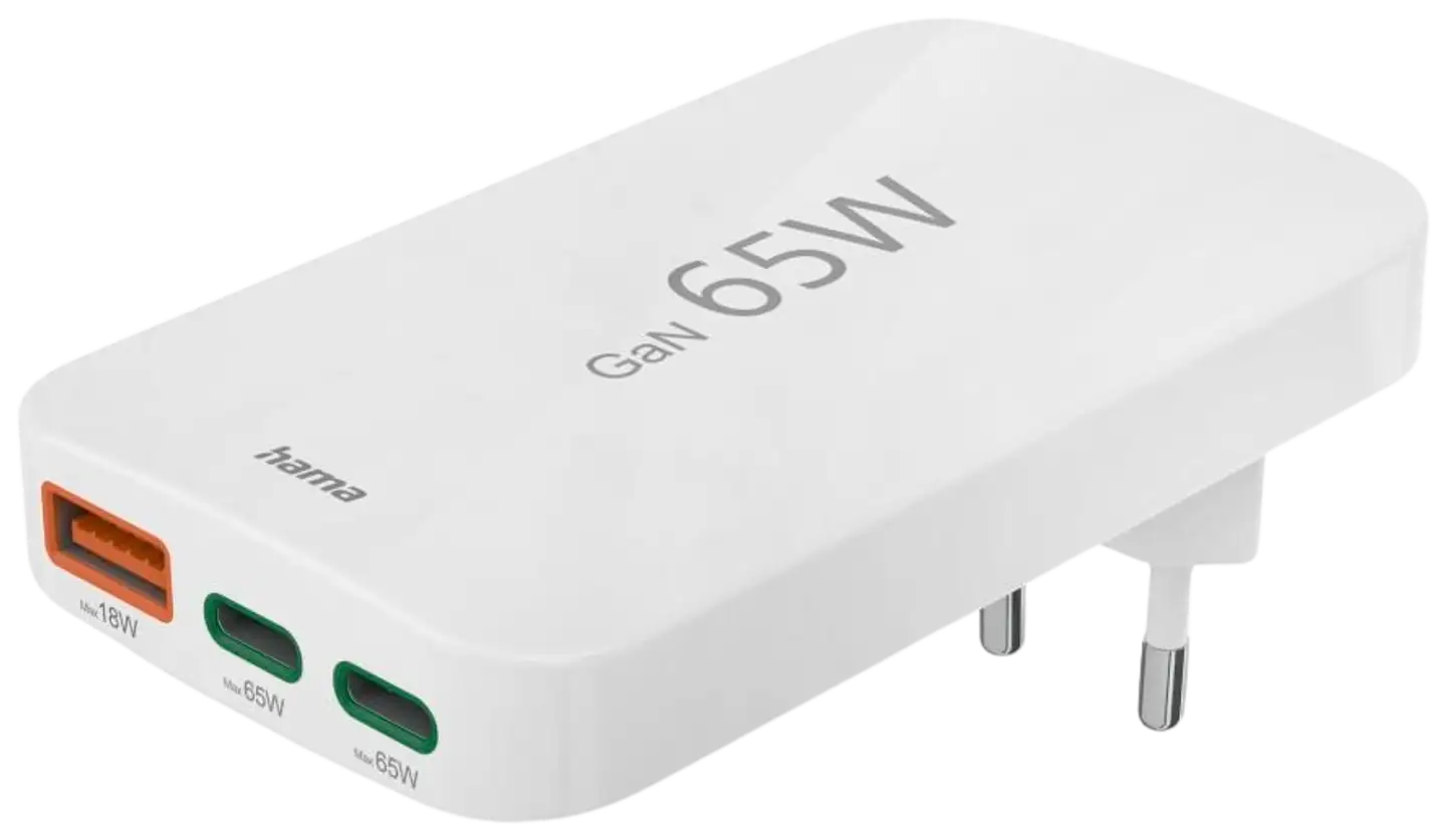 Hama pikalaturi, 2x USB-C, 1x USB-A, GaN, PD, 65W - 1