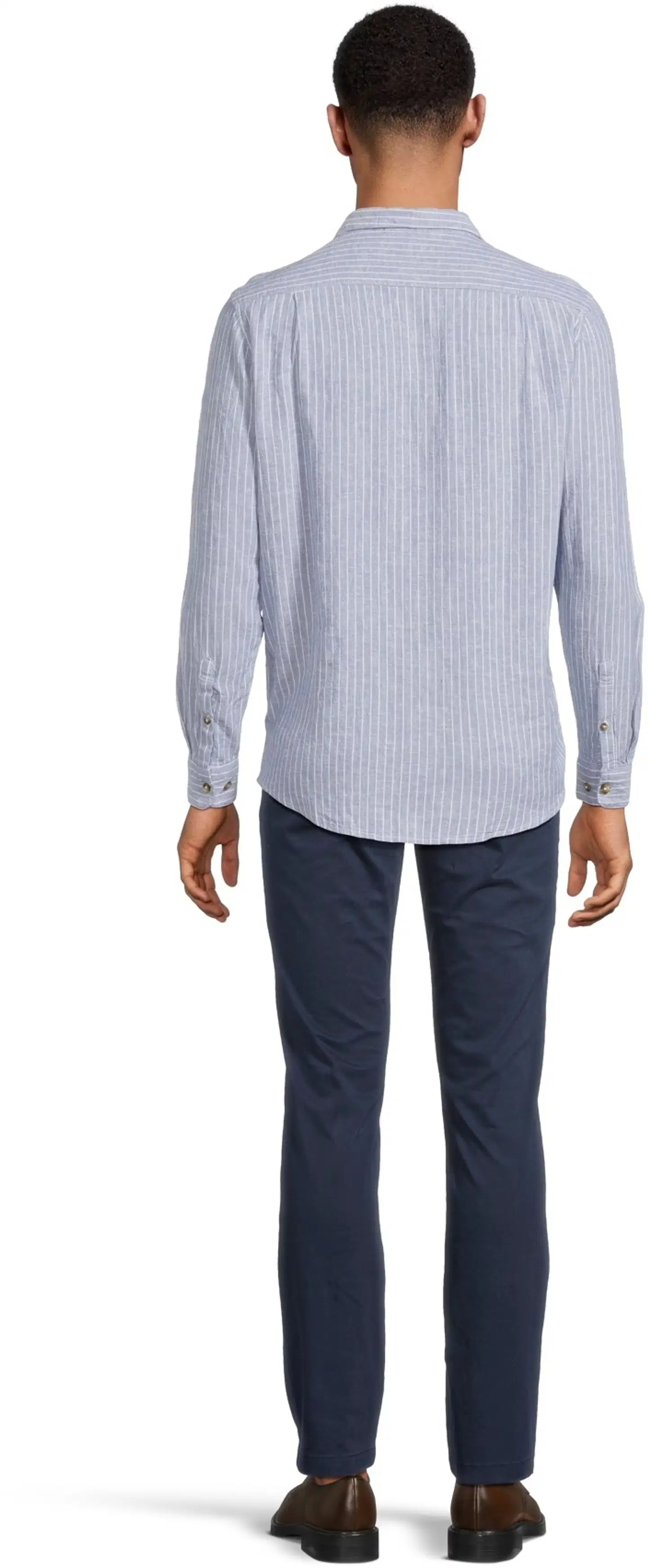 London Fog miesten raidallinen pellavakauluspaita 194LF15263 - Blue striped - 3