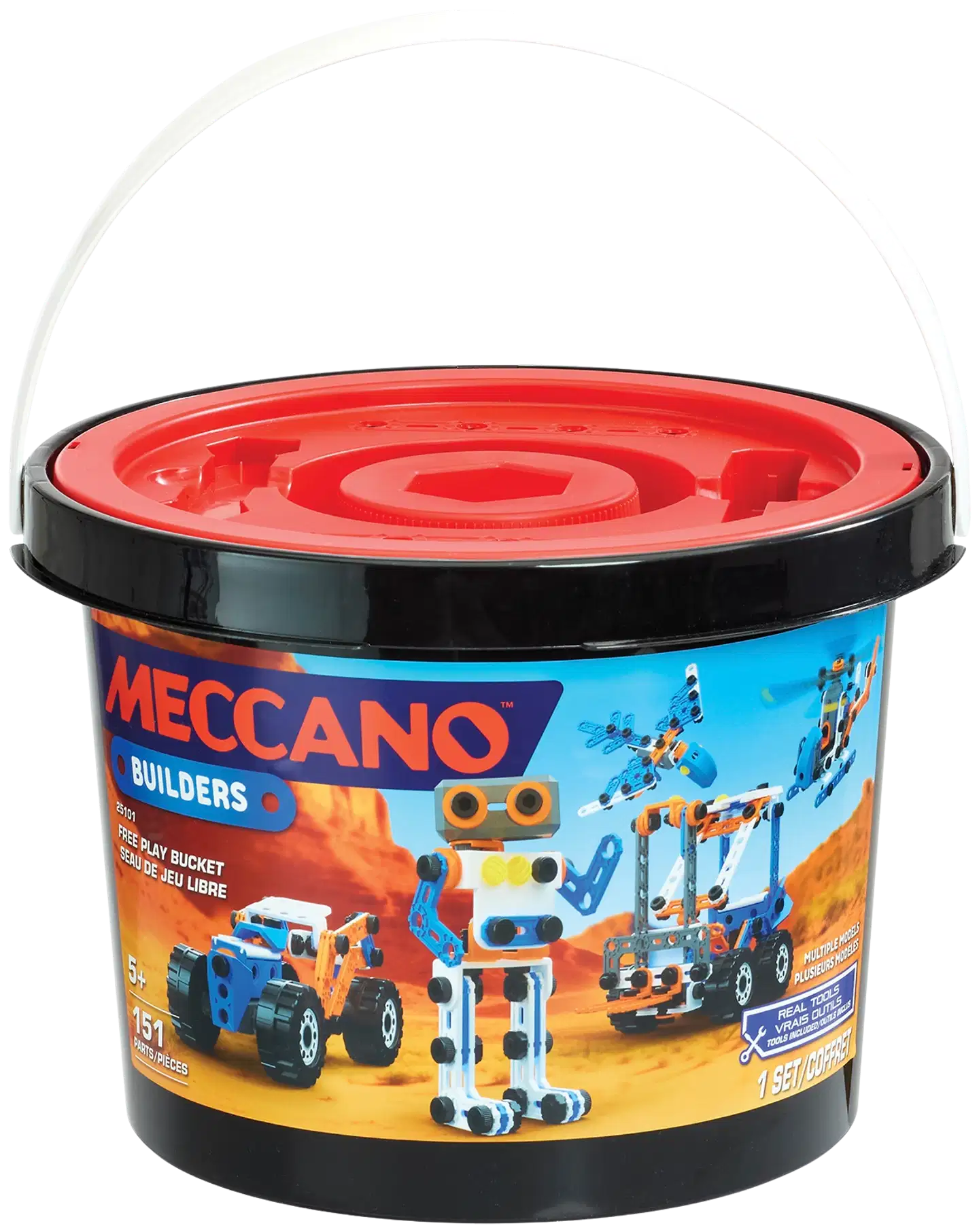 Meccano Junior Free Play Bucket -rakennussarja 150 osaa - 1