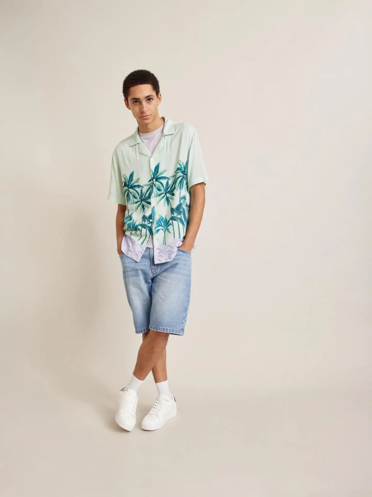 WKLY. miesten lyhythihainen Hawaii-paita 194W152509 - Light green - 3