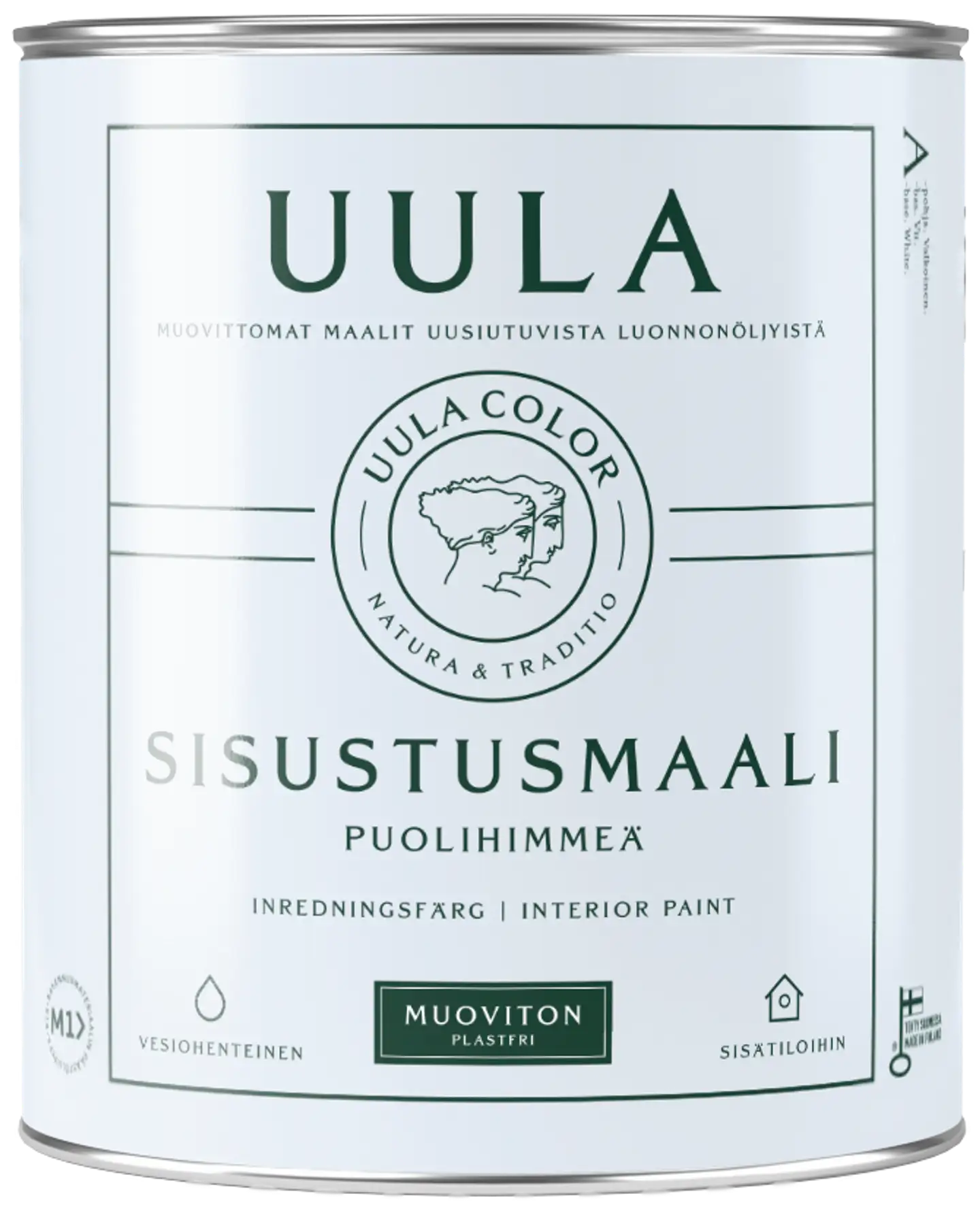 Uula sisustusmaali 0,9 l A valkoinen sävytettävissä puolihimmeä