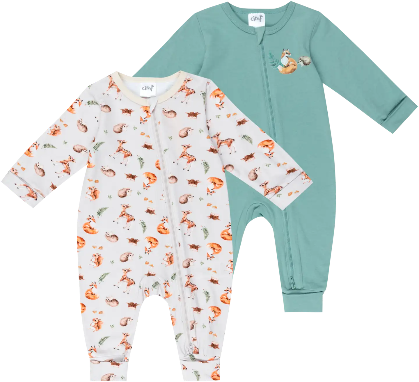 Ciraf vauvojen pyjama Repolainen 2-pack - green fox aop - 1