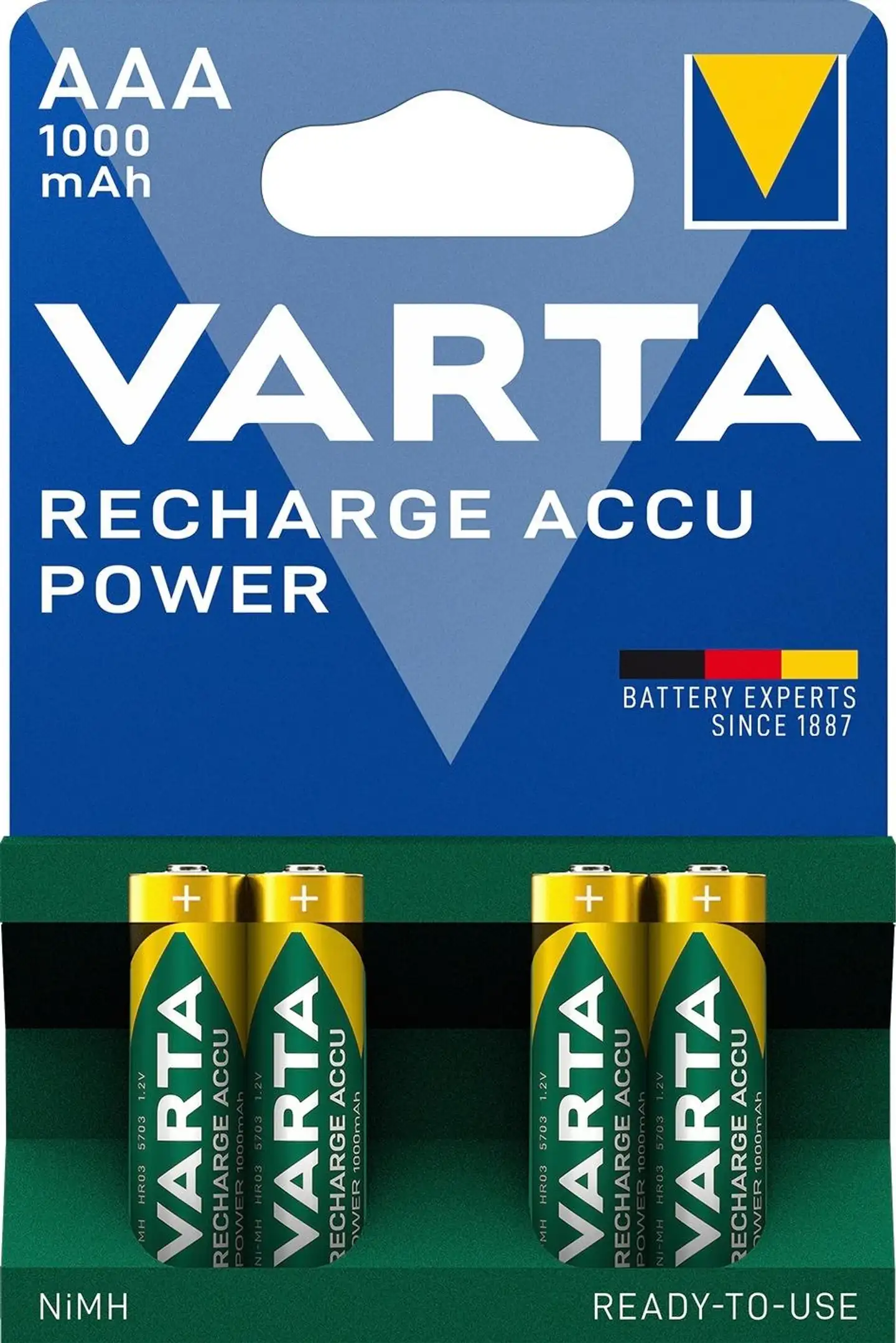 Varta akkuparistot Recharge Accu Power AAA 1000mAh 4 kpl - 1