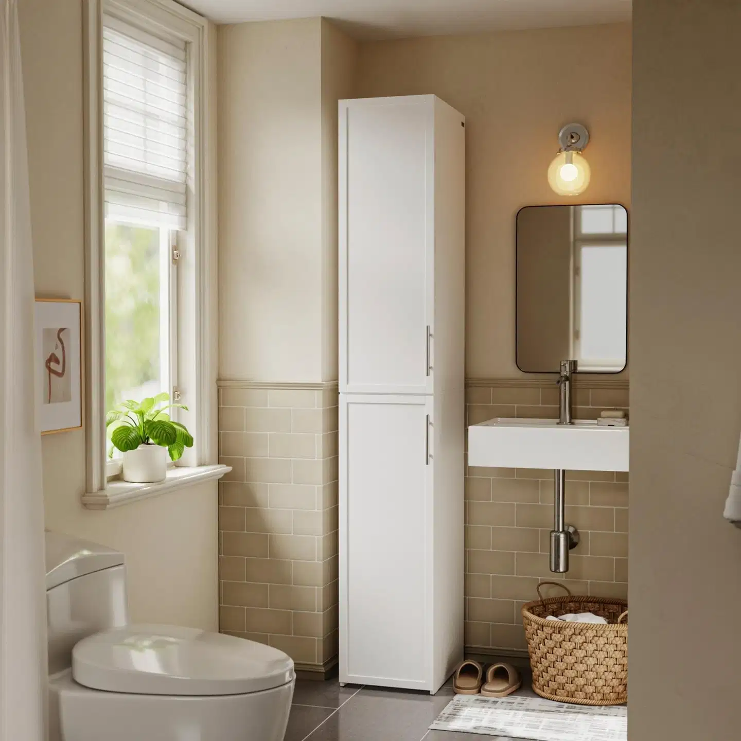 SoBuy kylpyhuonekaappi valkoinen BZR243-W - 2