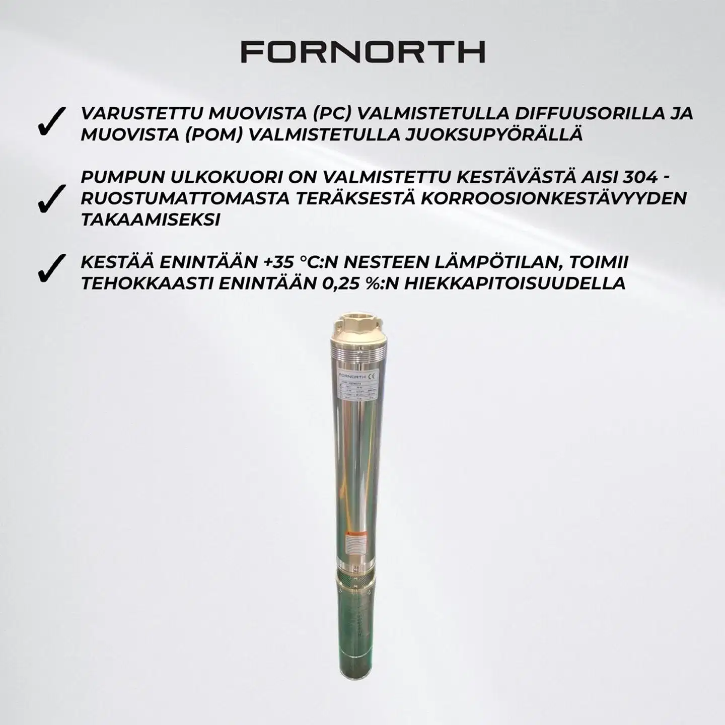 Fornorth porakaivopumppu 2,2kw, 3hp - 3