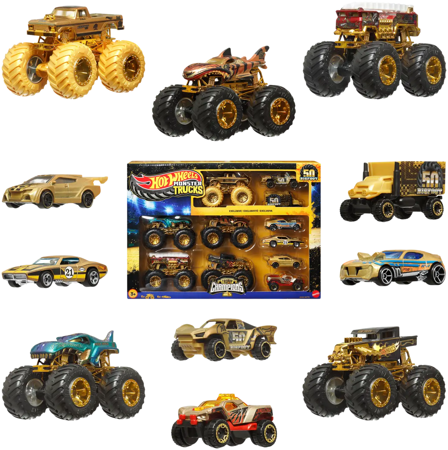 Monster Trucks Bigfoot Trophy Champions -autoleikkisetti - 2