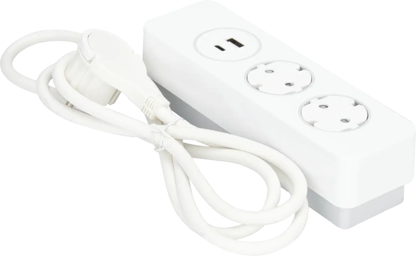 Gelia jatkojohto 2+1+1 kombi pure push 2m 2xsuko+1xUSB-A+1xUSB-C valkoinen - 1