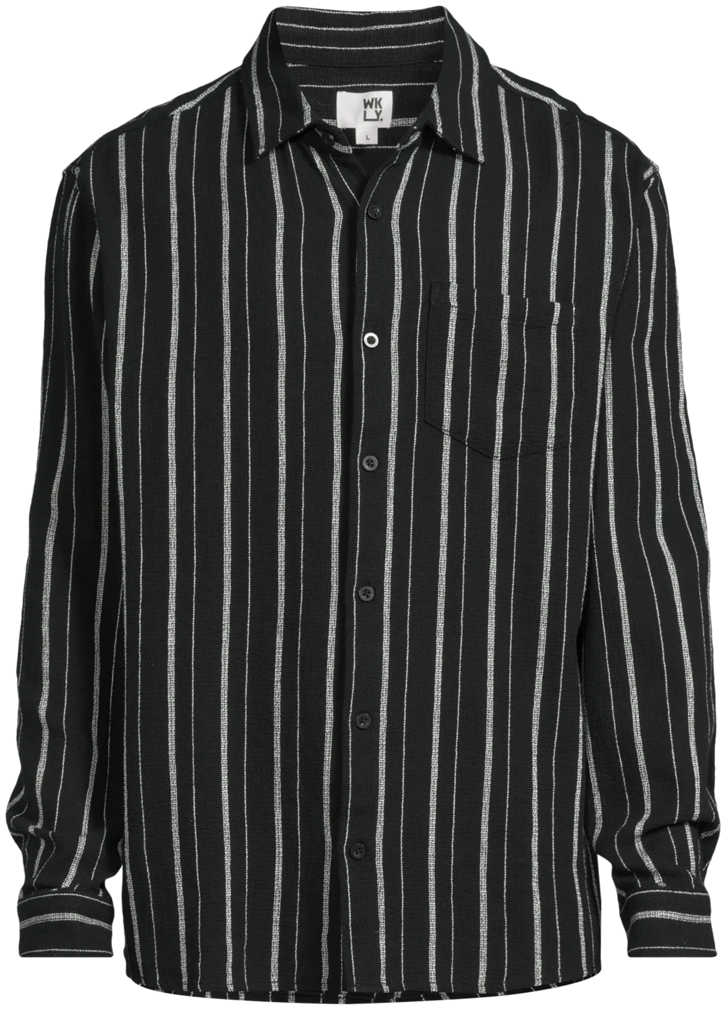 WKLY. miesten raidallinen kauluspaita struktuuripintainen, rento istuvuus 194W312614 - Black - 2