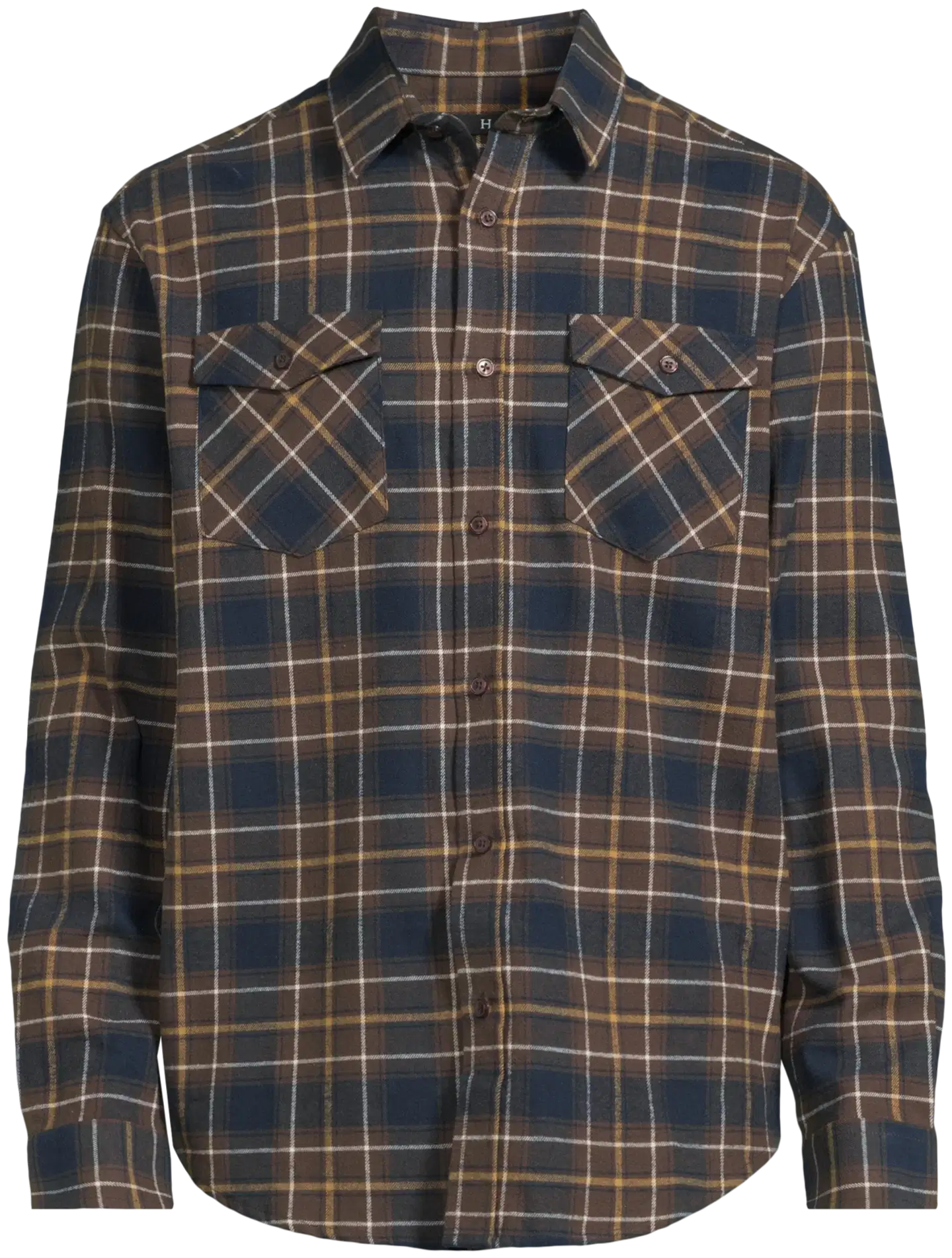 House miesten ruutupaita flanellia 194H292601 - Brown check - 2