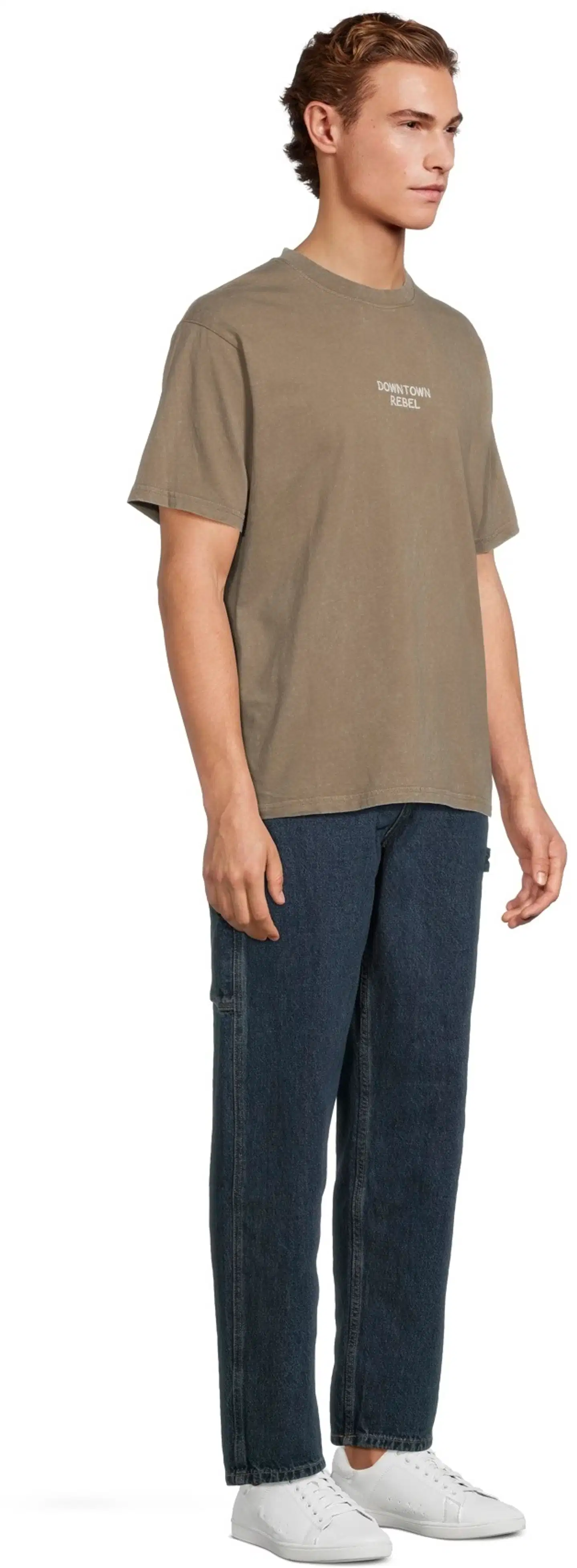 WKLY. miesten t-paita acid wash 195W482501 - nutria washed - 4