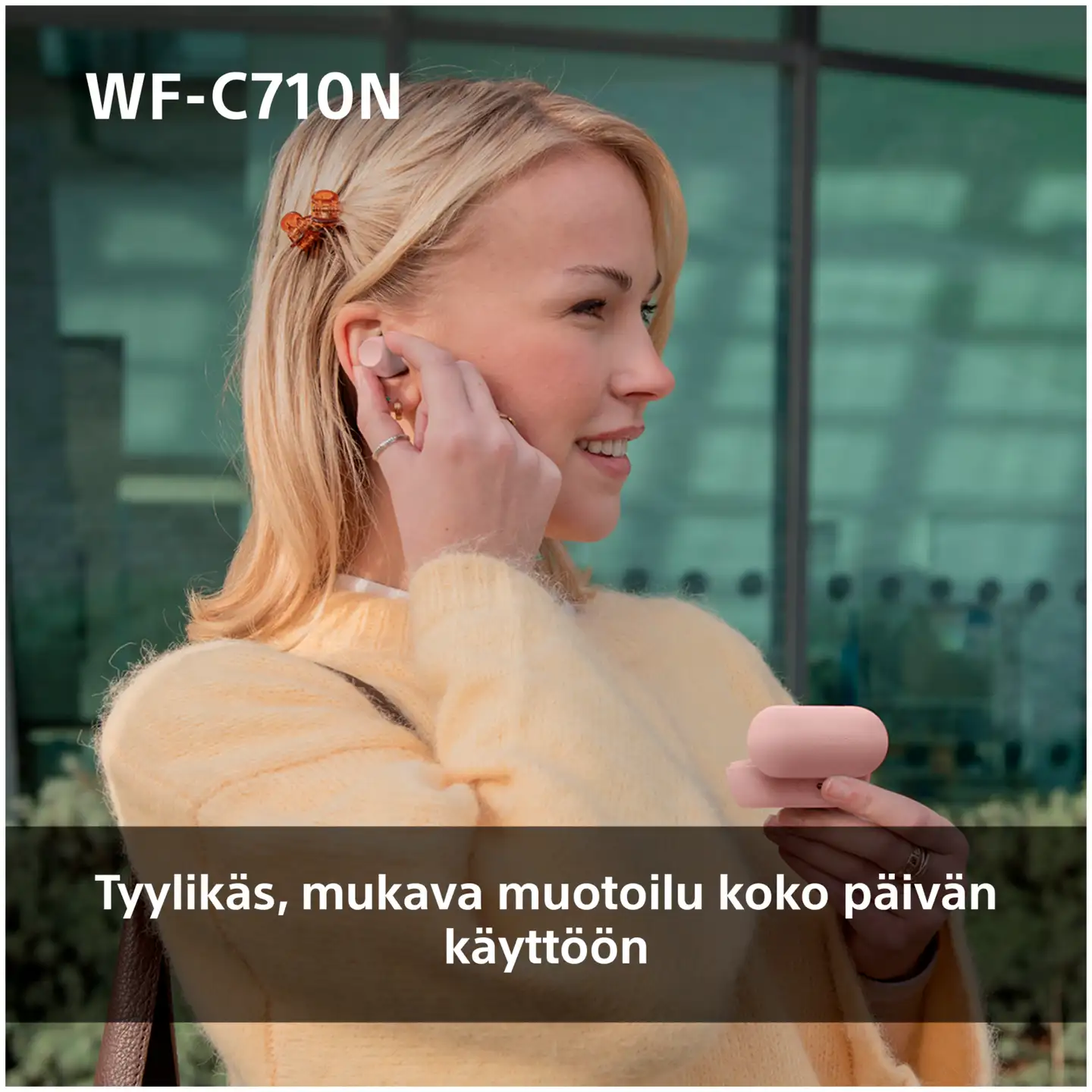 Sony langattomat vastamelunappikuulokkeet WF-C710NP pinkki - 5