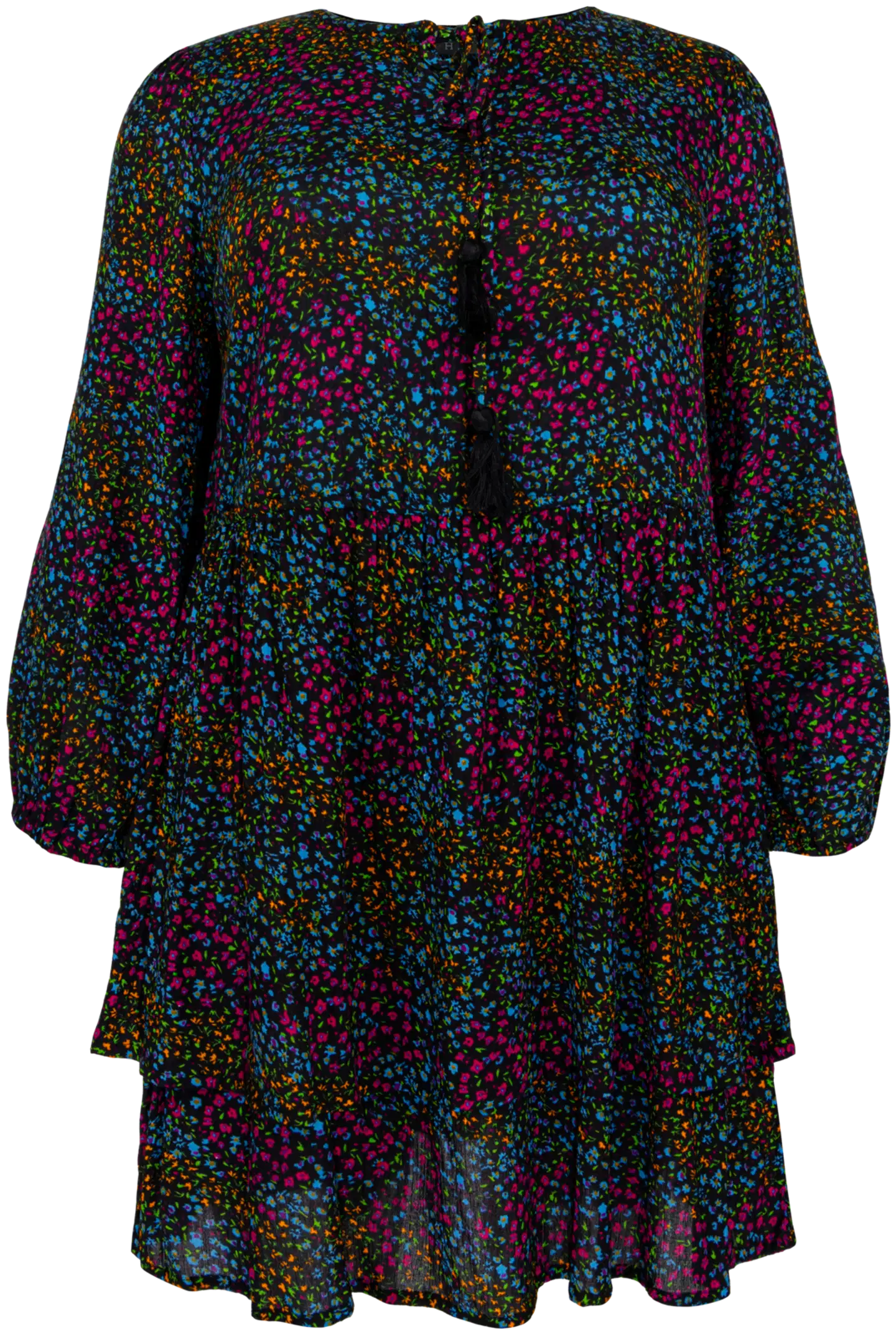 House naisten lyhyt kukallinen tunikamekko 218HP16610, D-mitoitus - BLUE AOP - 1