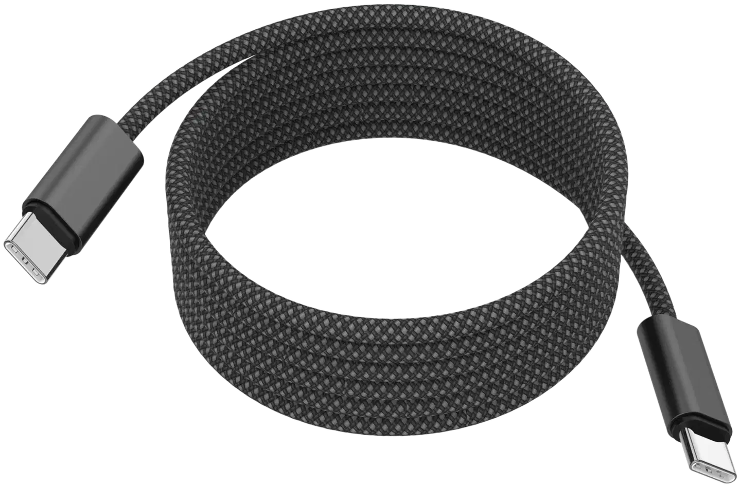 Wave Punottu magneettinen 100W datakaapeli, USB Type-C -> USB Type-C (480 Mbps), 1,5m, Musta - 3