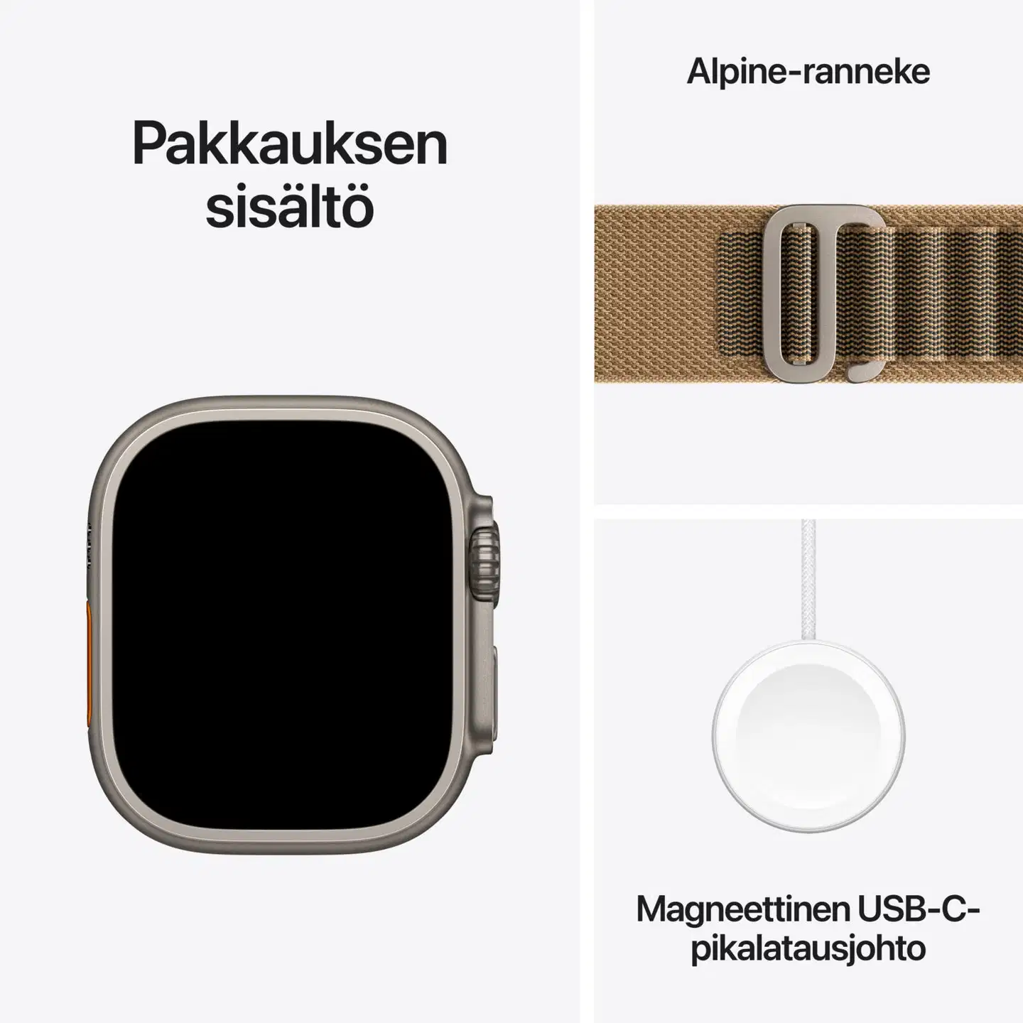 Apple Watch Ultra 4 GPS + Cellular 49 mm:n luonnontitaanikuori ja aavikonvärinen Alpine Loop -ranneke - M - MJAF4KS/A - 5