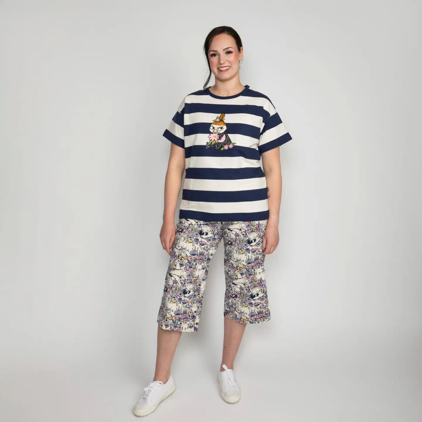 Muumi naisten t-paita Saimi Myy raita 592170 - tummansininen - 3