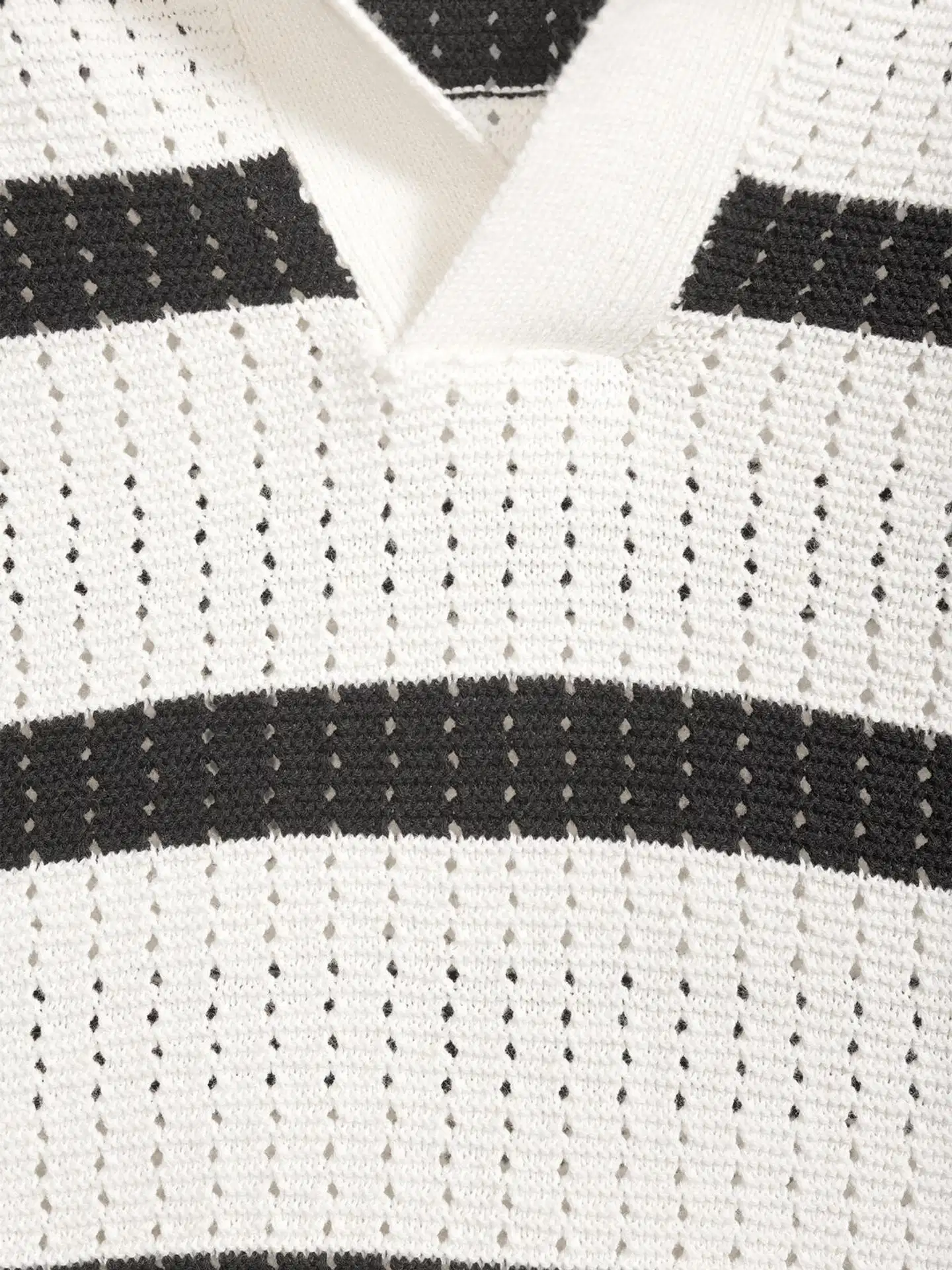 WKLY. miesten lyhythihainen neulepaita 195W152609 - Off white-black stripe - 6