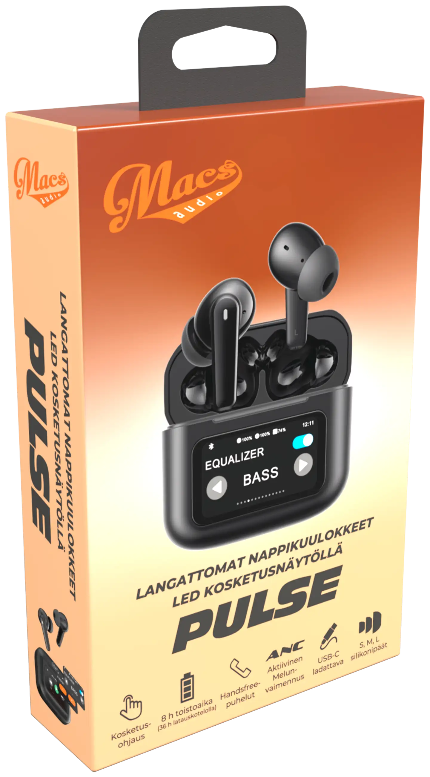 Macs langattomat vastamelunappikuulokkeet kosketusnäytöllä Pulse musta - 2